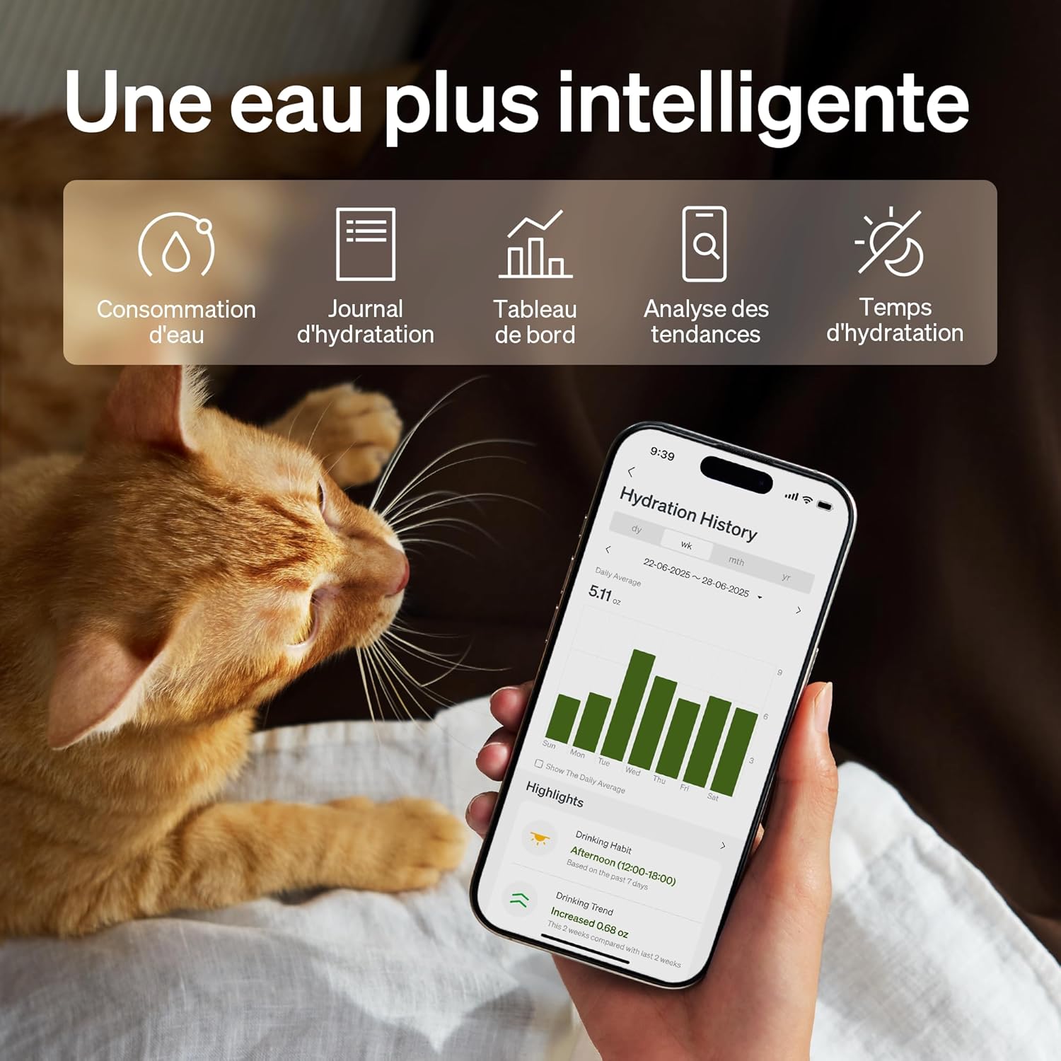 Fontaine à eau connectée pour chat PETLIBRO avec batterie rechargeable