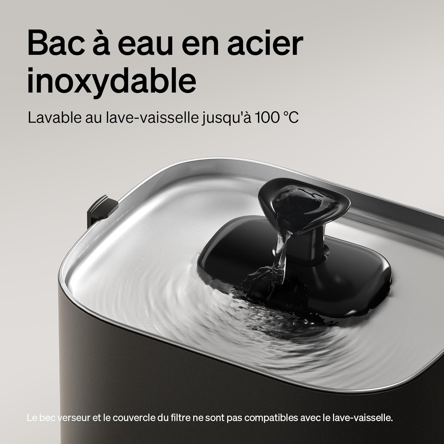 Plateau en acier inoxydable hygiénique pour fontaine à eau PETLIBRO