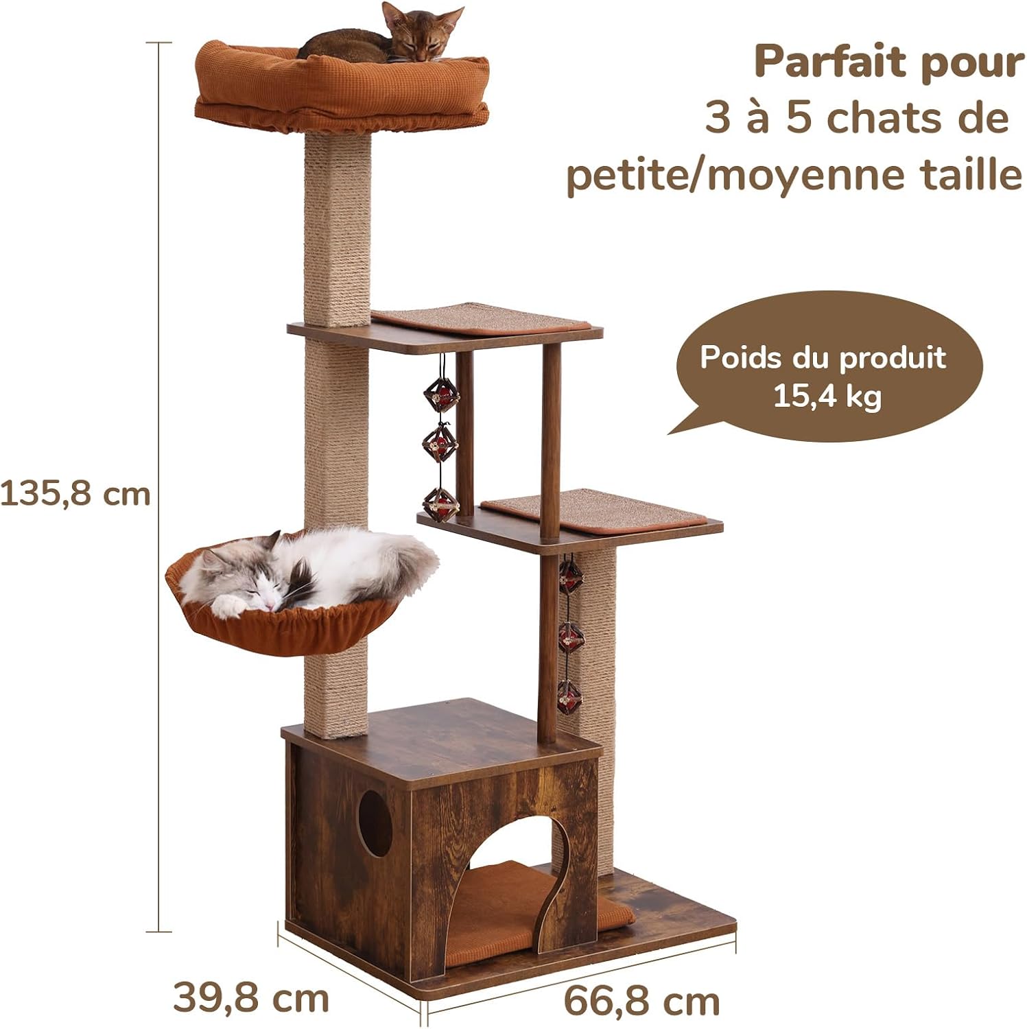 grand arbre à chat robuste avec structure en bois