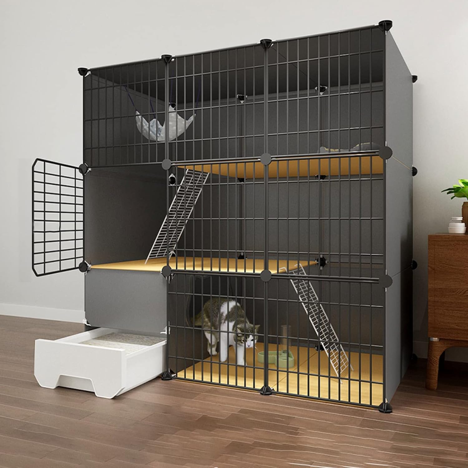 Cage d’intérieur facile à monter sans outil pour chat
