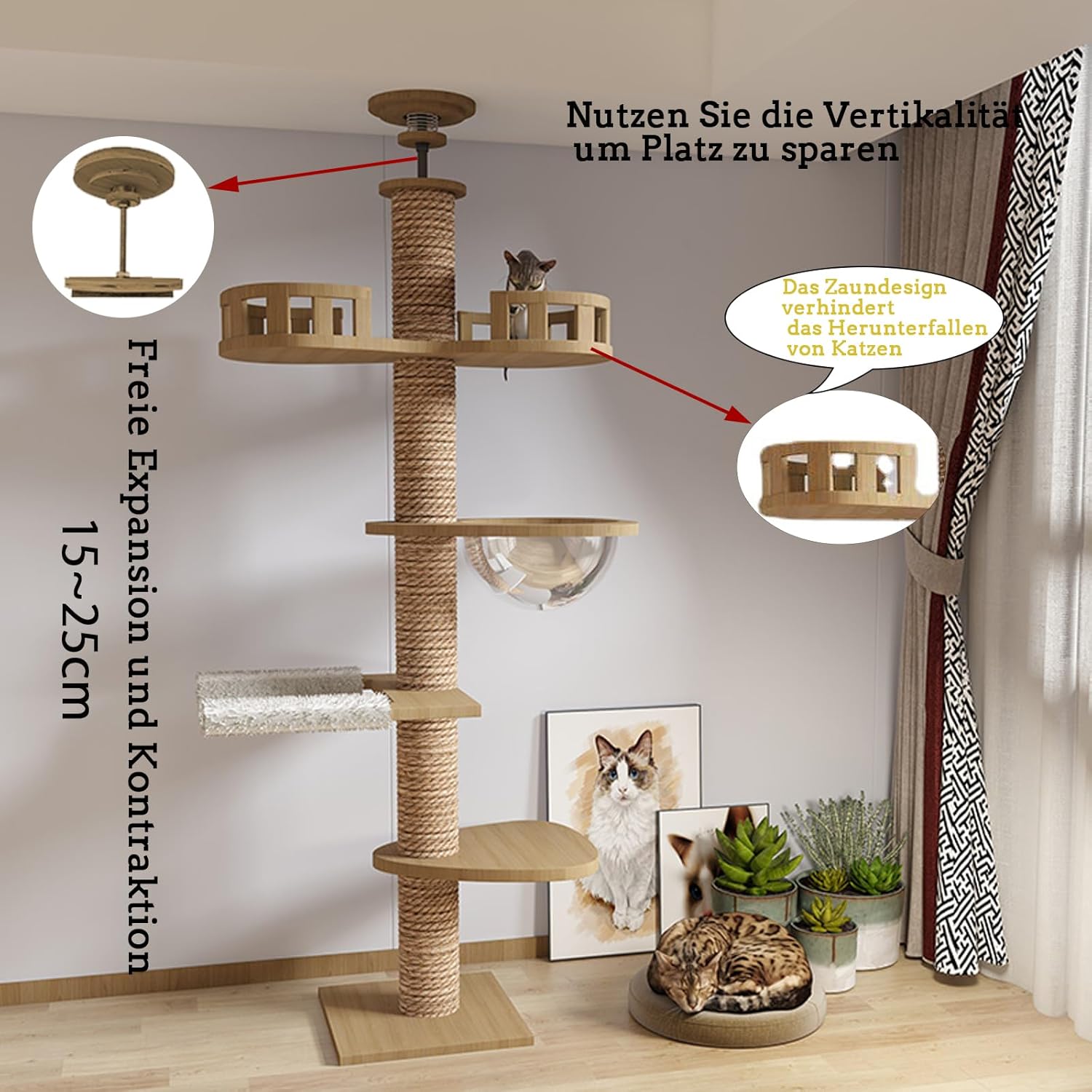 Grands poteaux en sisal anti-rayures pour chats