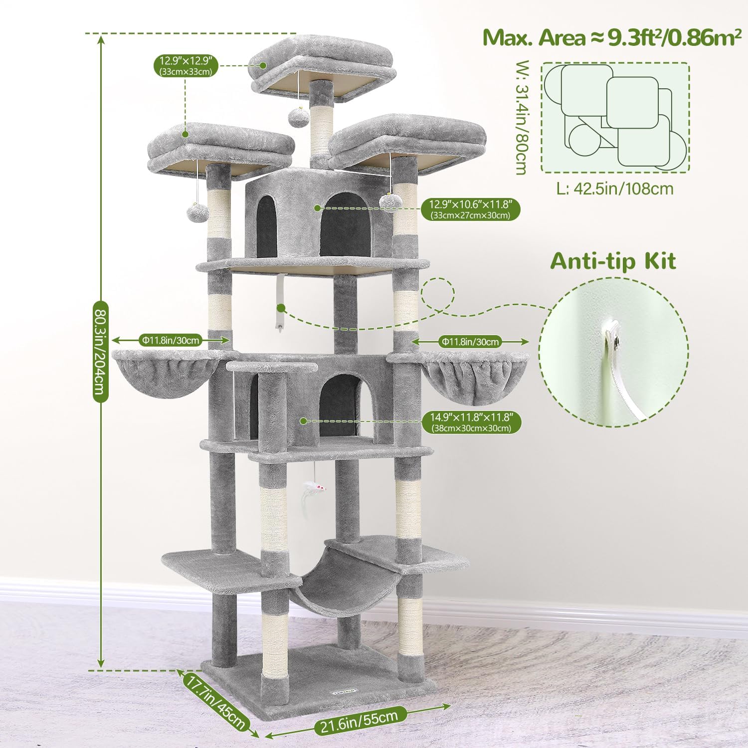 Détail poteaux sisal anti-rayures arbre XXL