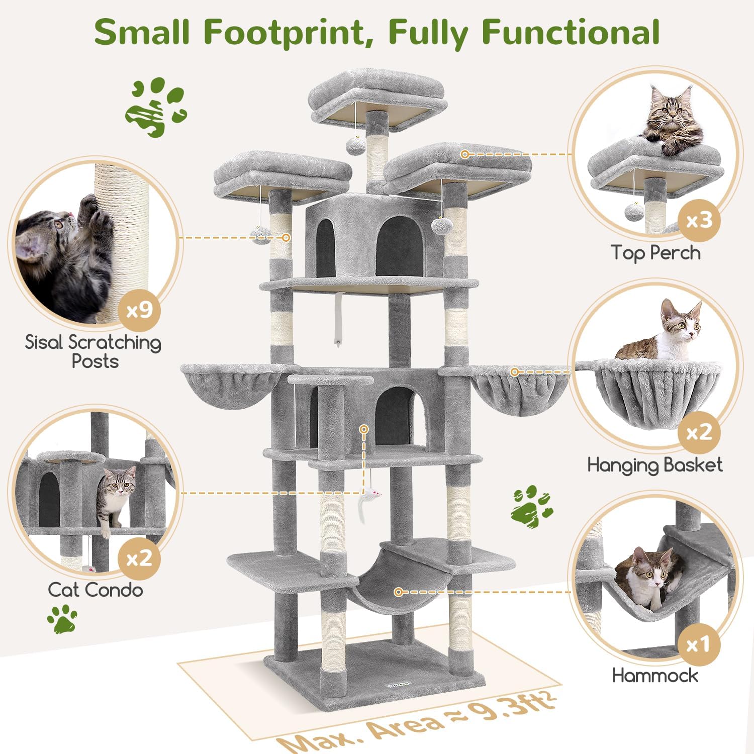 Paniers confortables pour grand arbre à chat intérieur