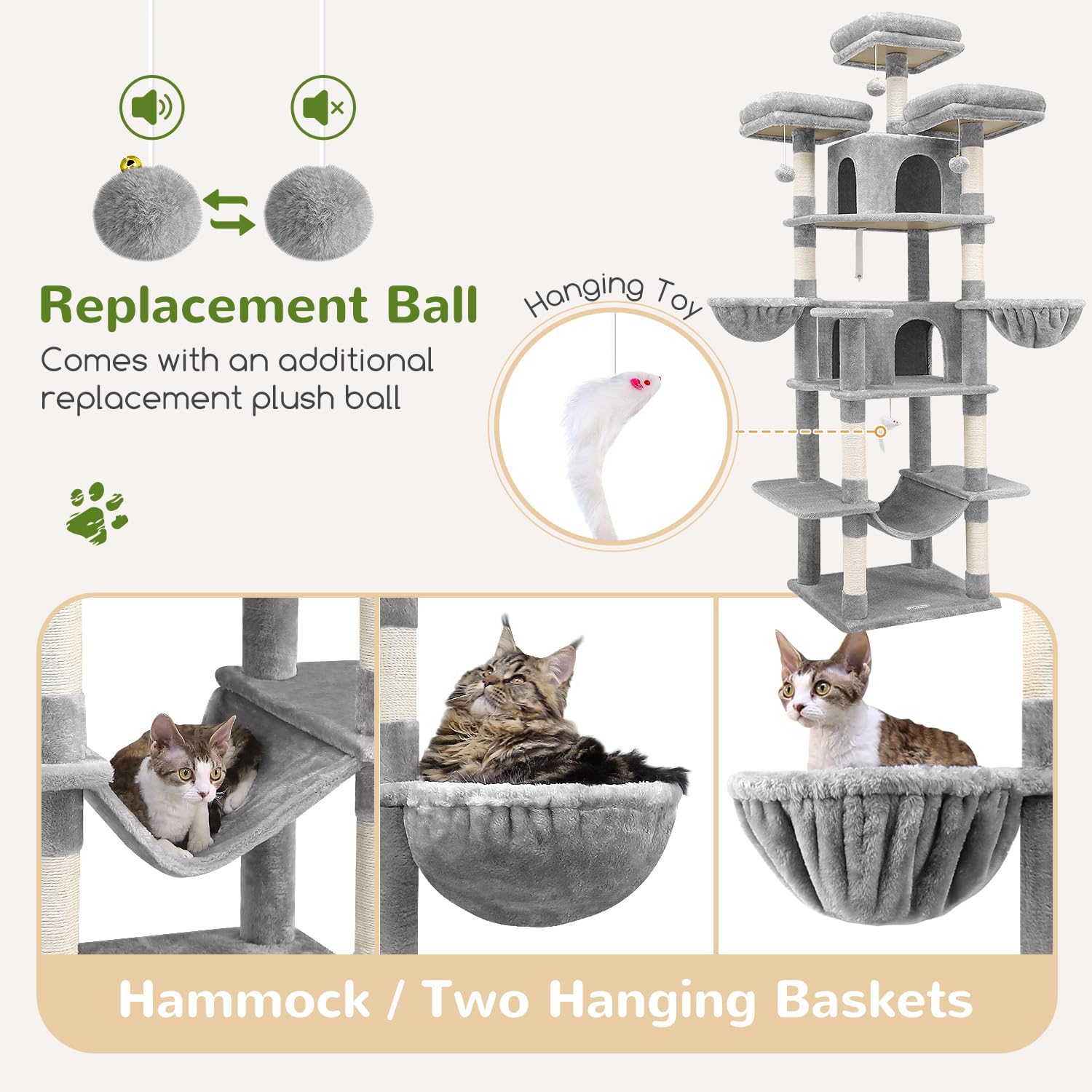 Perchoirs rembourrés amovibles arbre à chat stable