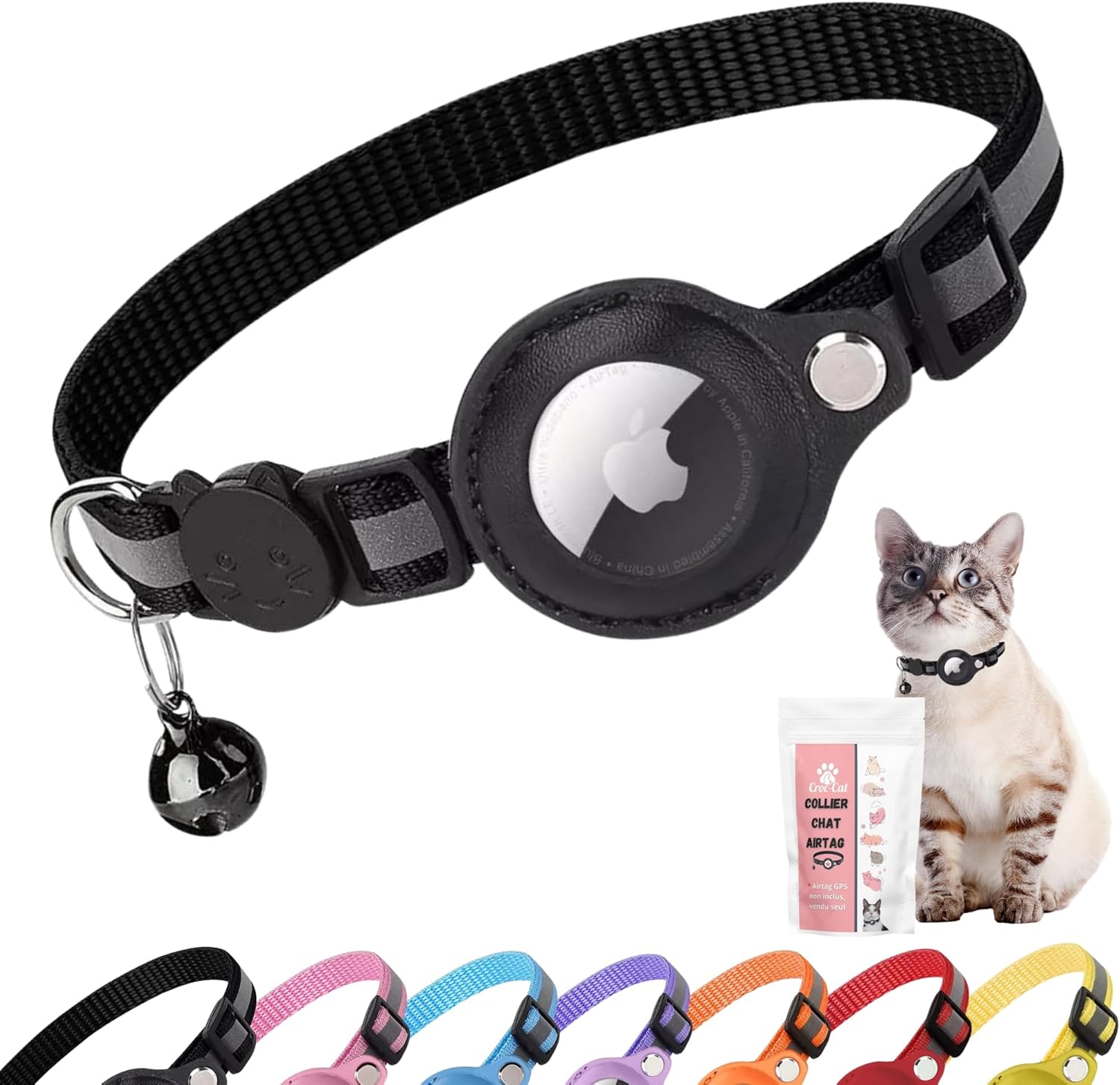 collier nylon léger pour chat noir