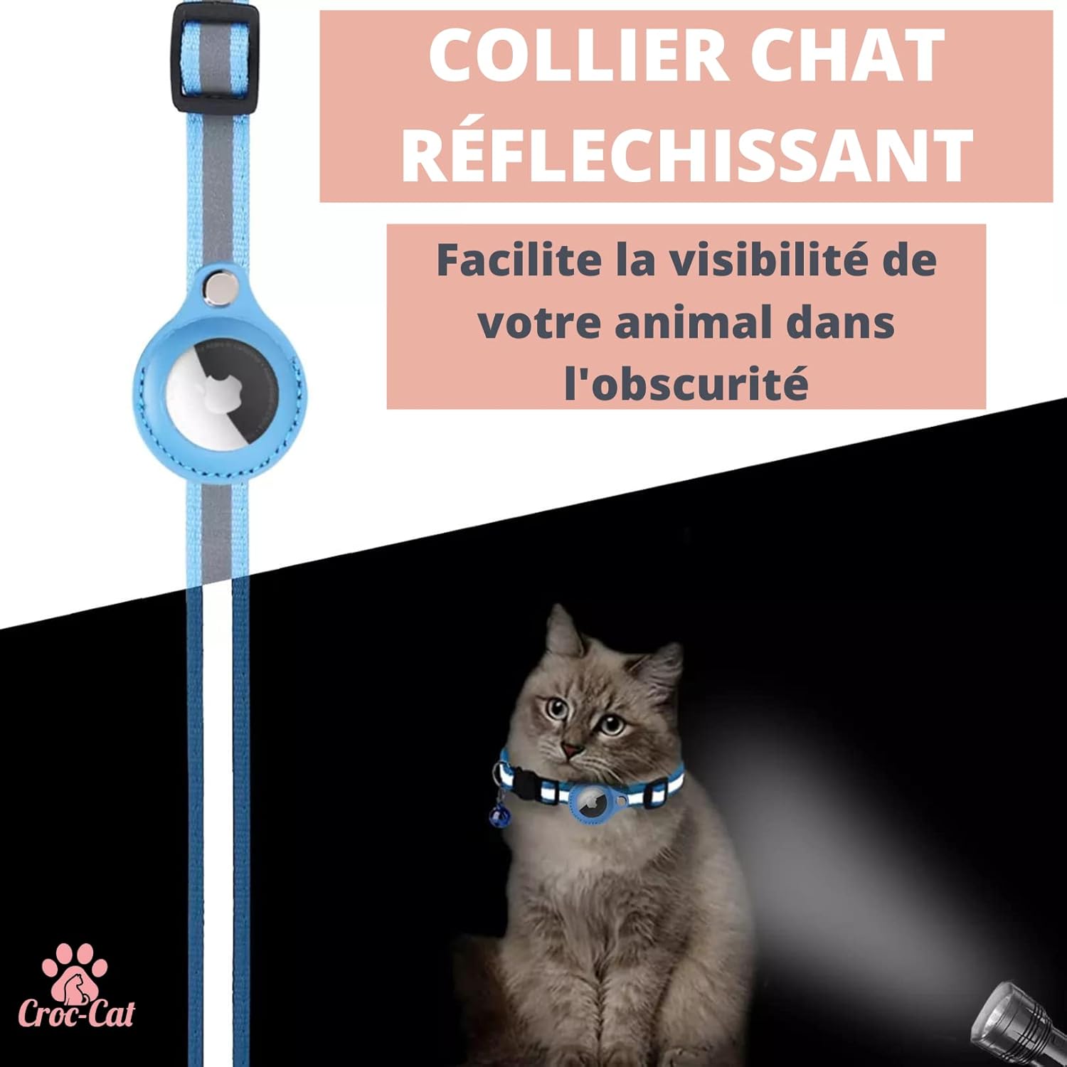 collier GPS chat compatible Apple AirTag