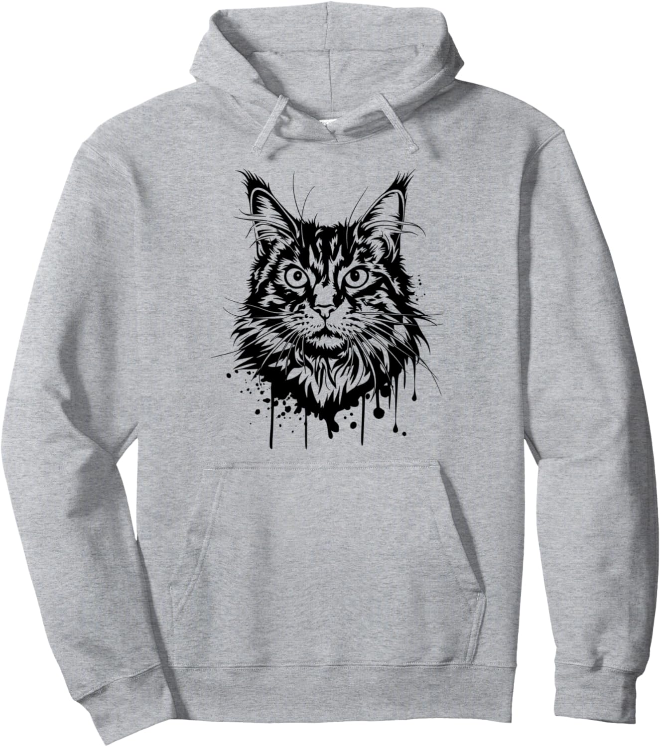 sweat à capuche motif tête Maine Coon artistique