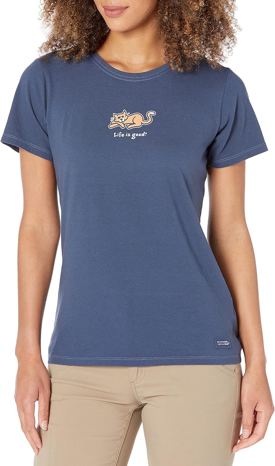 T-shirt doux pré-lavé Life Is Good femme chat