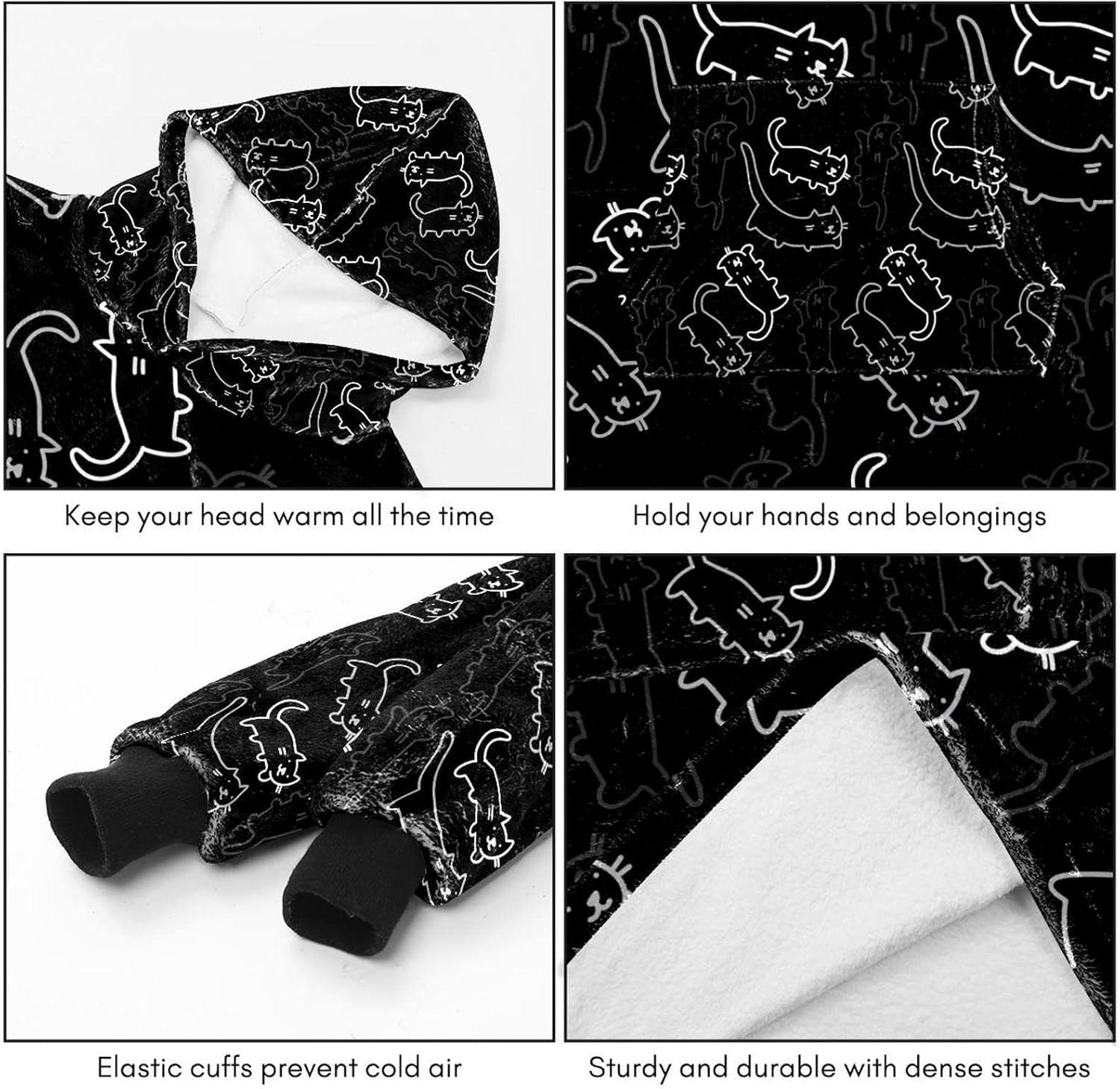 détail de la poche kangourou du sweat chat