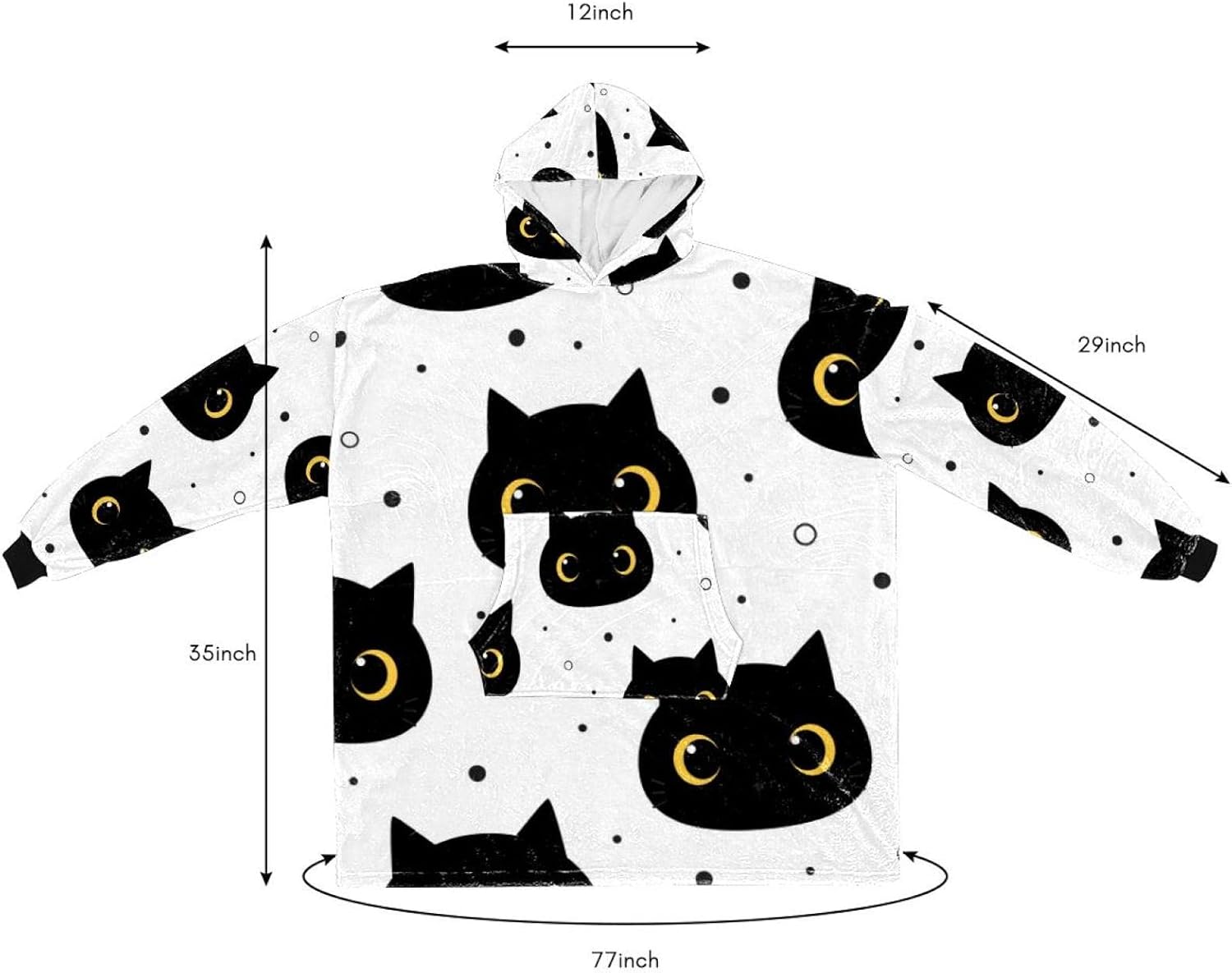 détail motif chat mignon sur sweat multicolore
