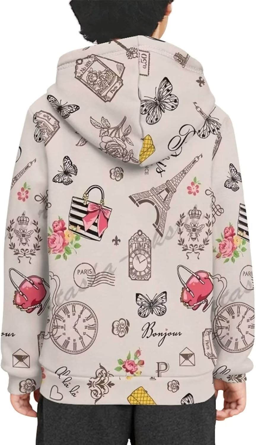hoodie fille hiver motif chat de dessin animé