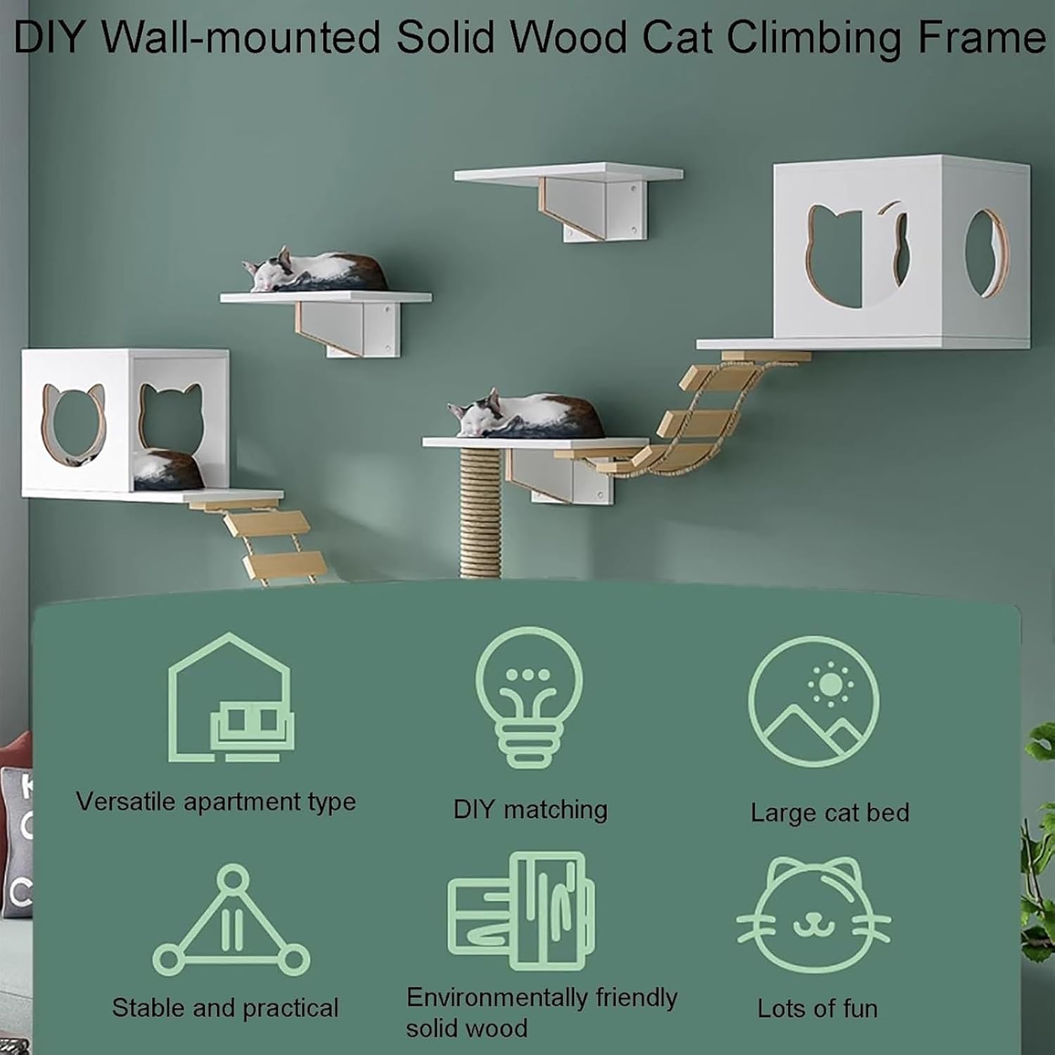 meuble mural en bois pour chat Pucaru