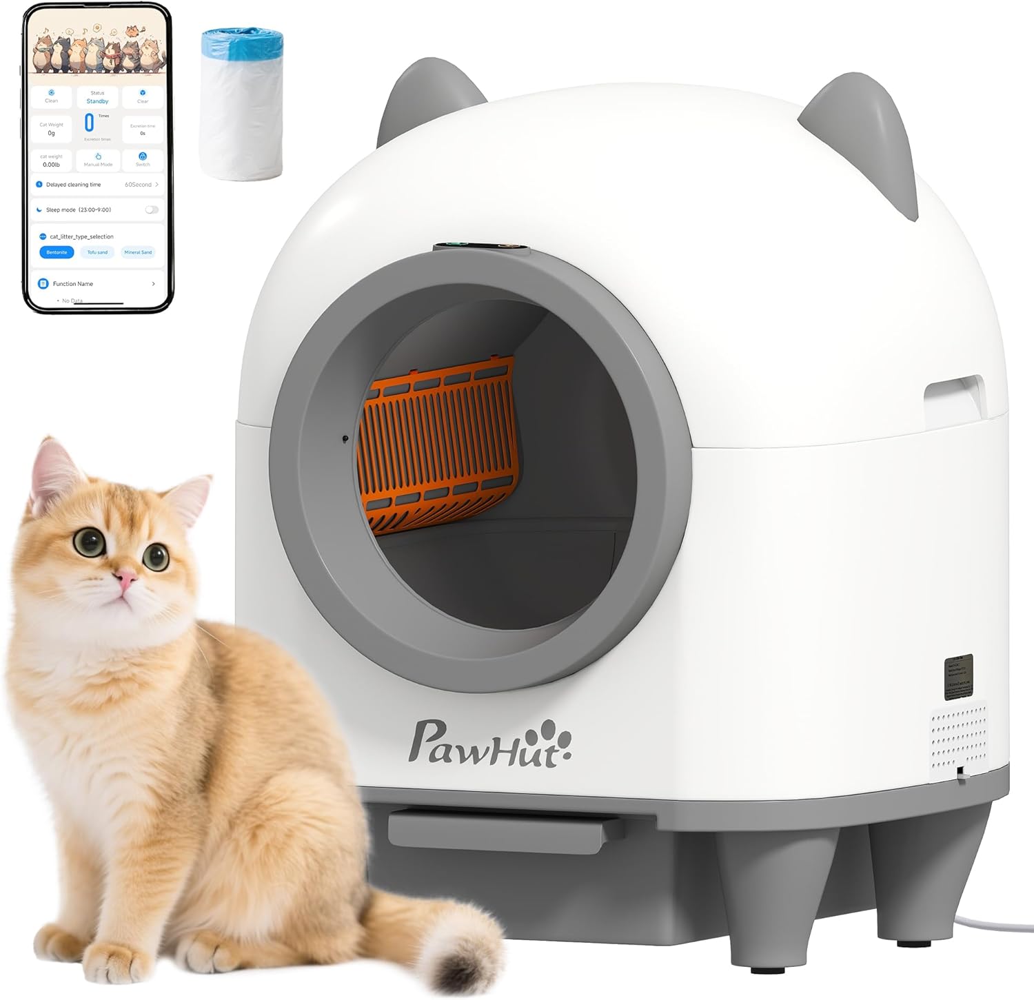 Vue de profil du bac à litière PawHut 80L