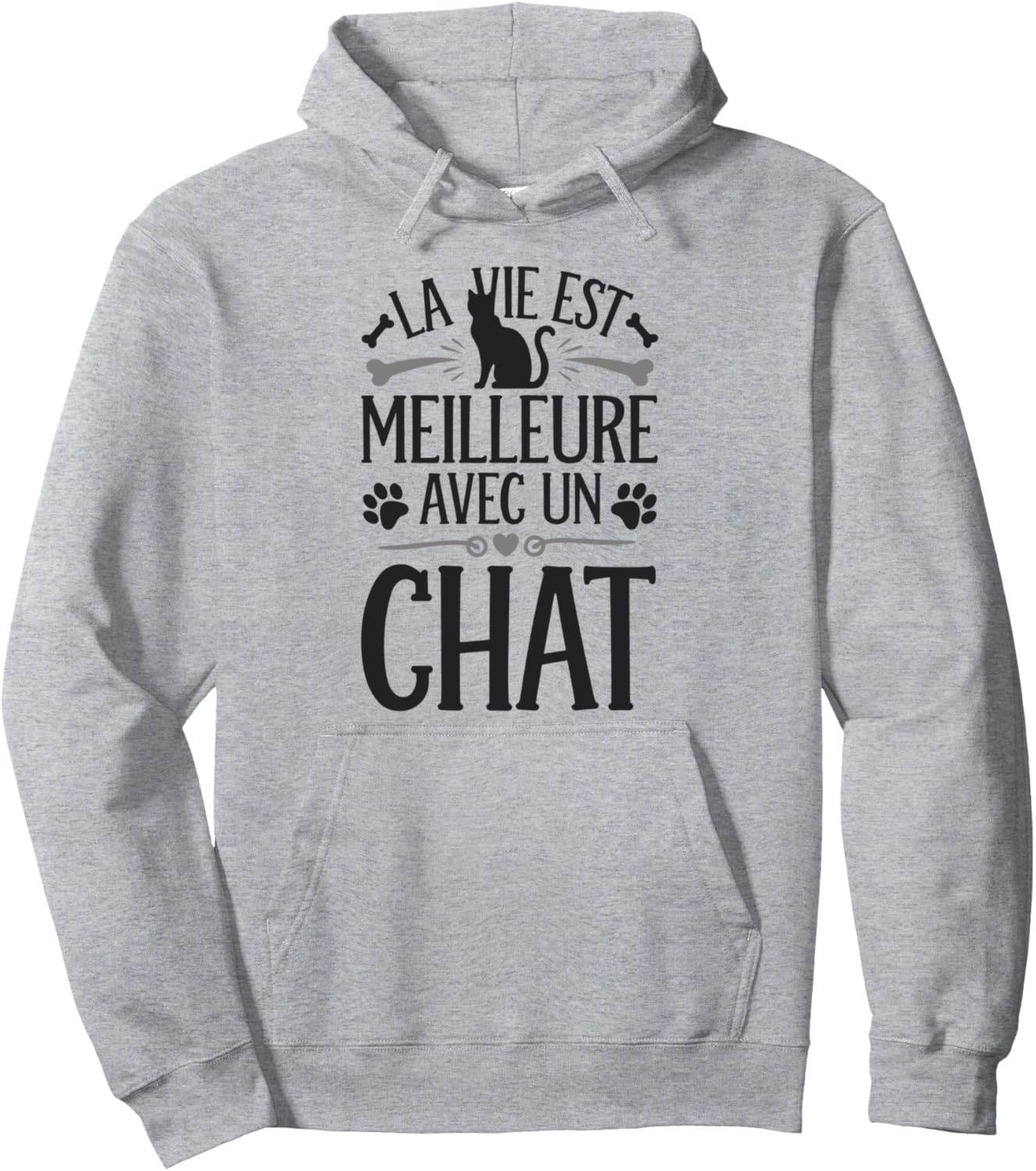 sweat à capuche femme motif chat mignon gris clair