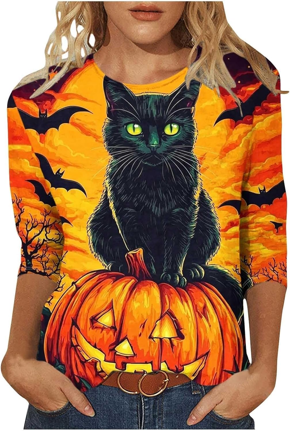 T-shirt coton doux thème Halloween pour femme