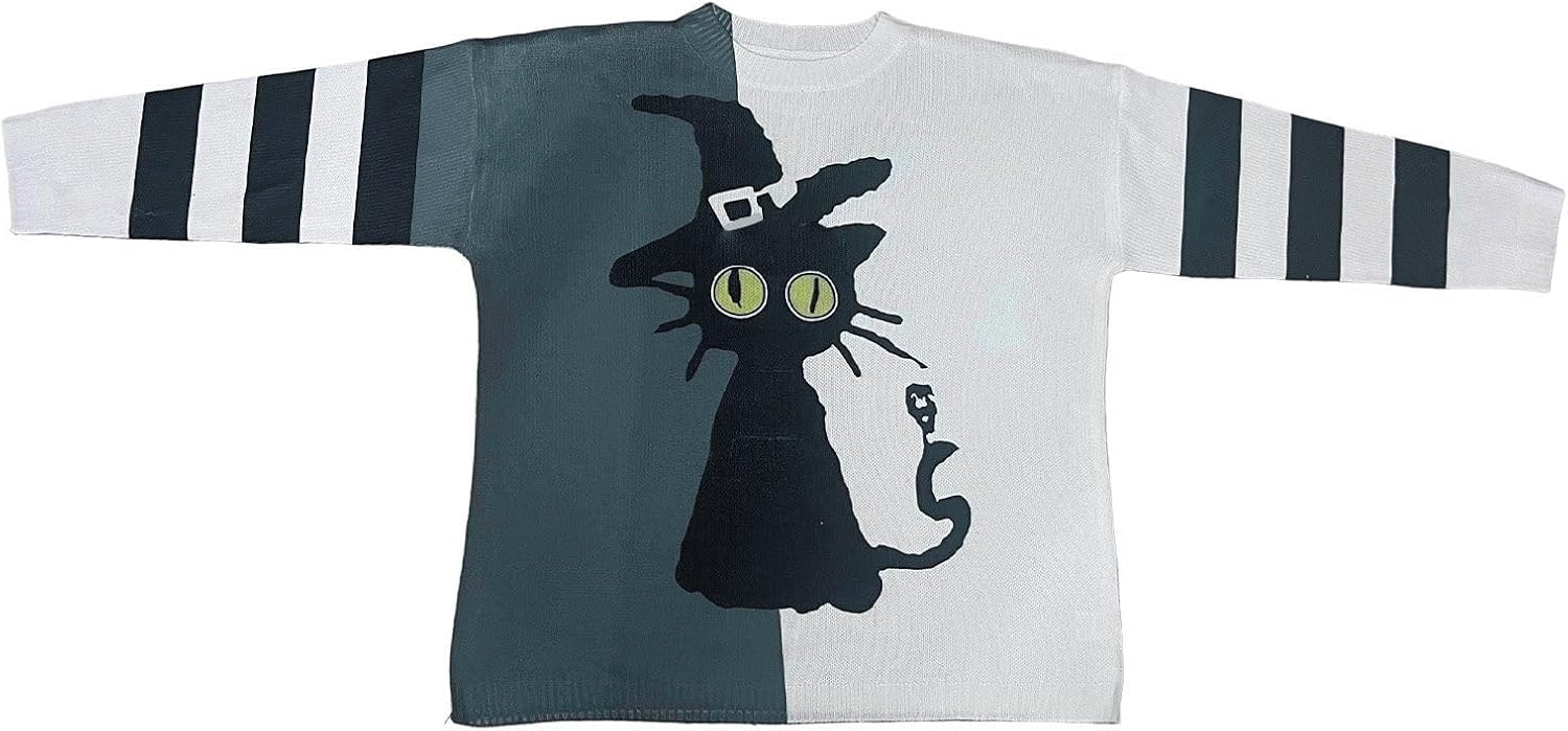 gros plan sur le motif patchwork de chat d’Halloween