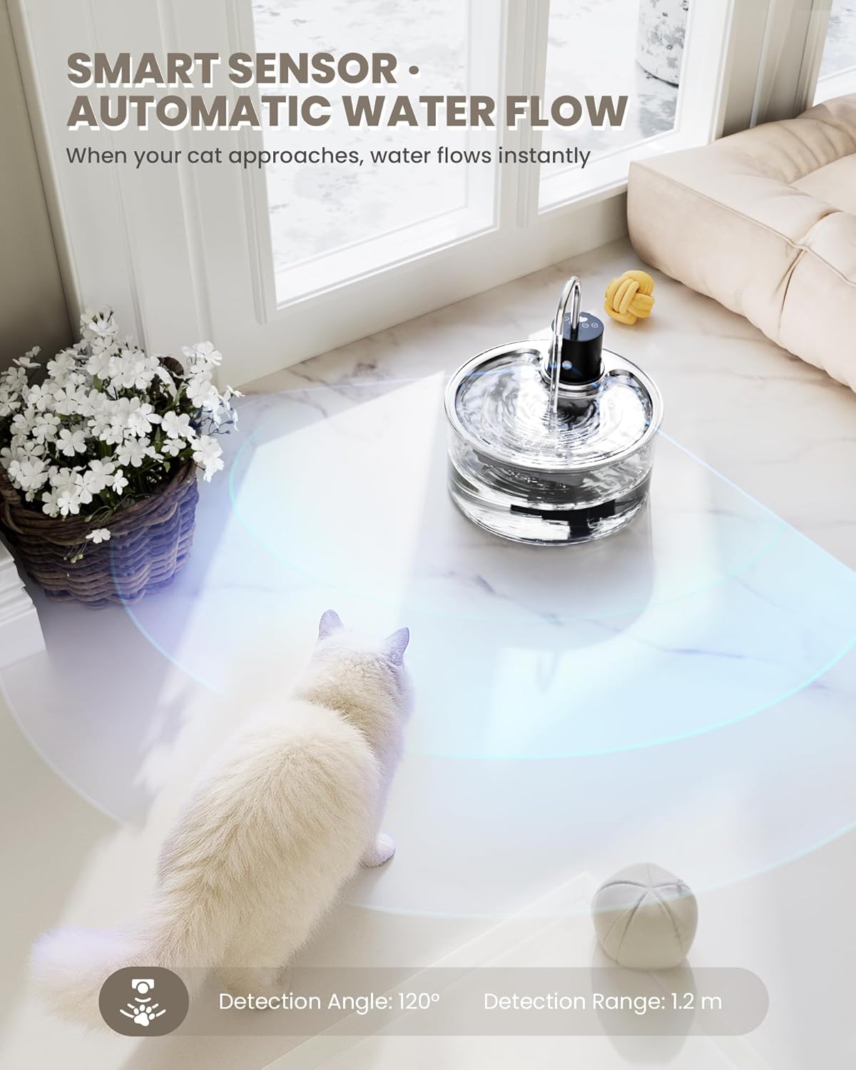 mode capteur intelligent fontaine pour chat