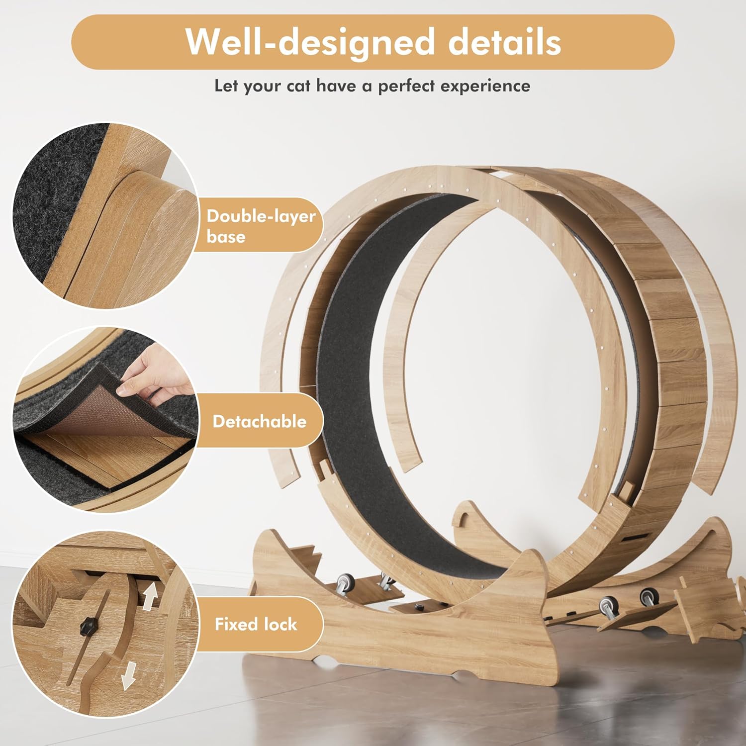 roue bois naturel pour chat d’intérieur