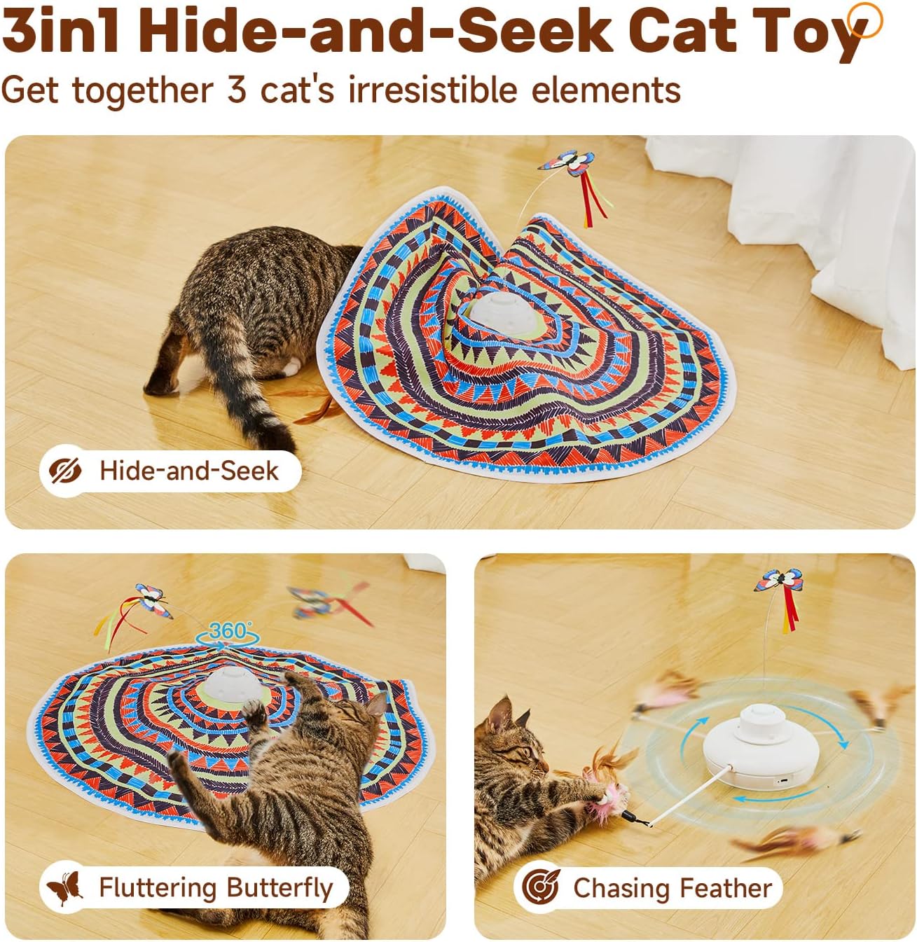 Papillon rotatif multicolore pour chat Potaroma
