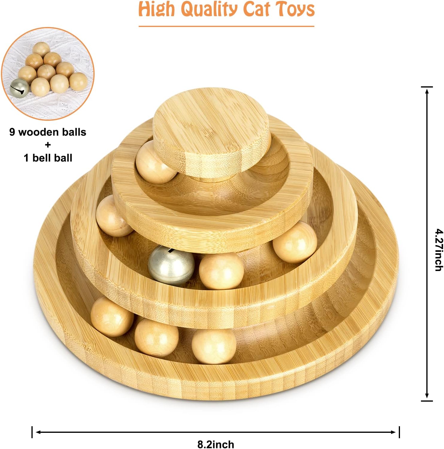 détail des balles colorées en bois pour chat