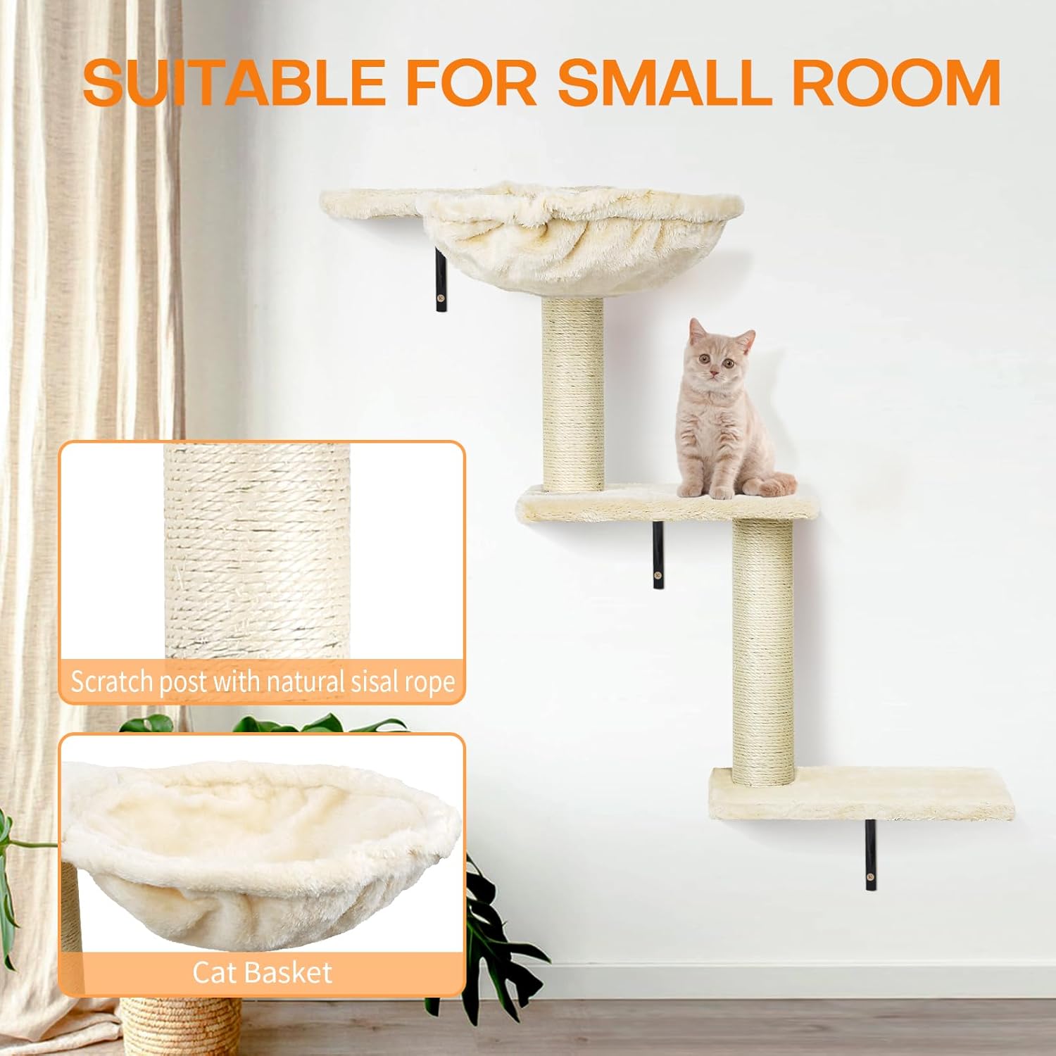 Griffoir mural chat sisal naturel, protection meubles