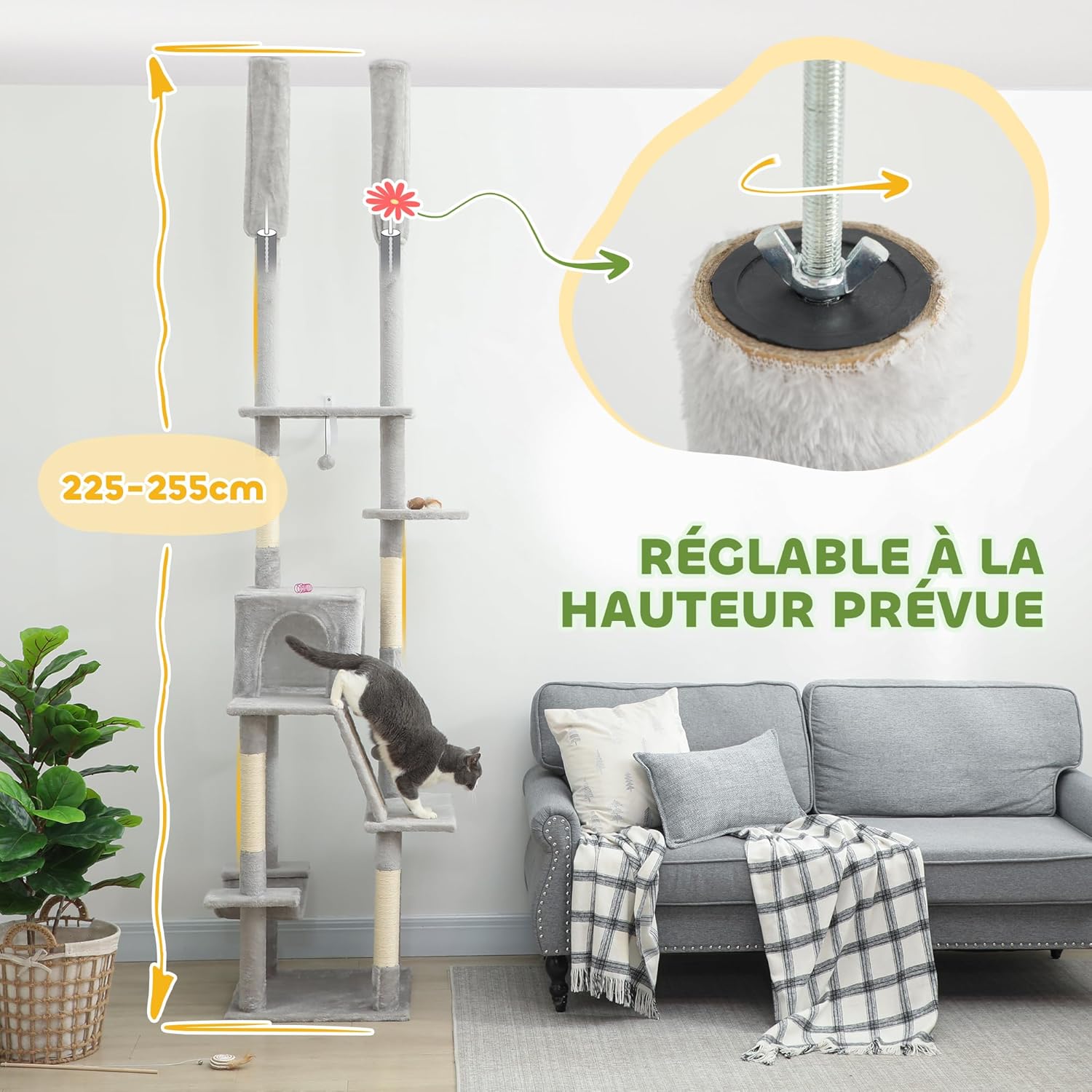 Plateformes multi-niveaux arbre à chat design pour chaton et chat adulte.