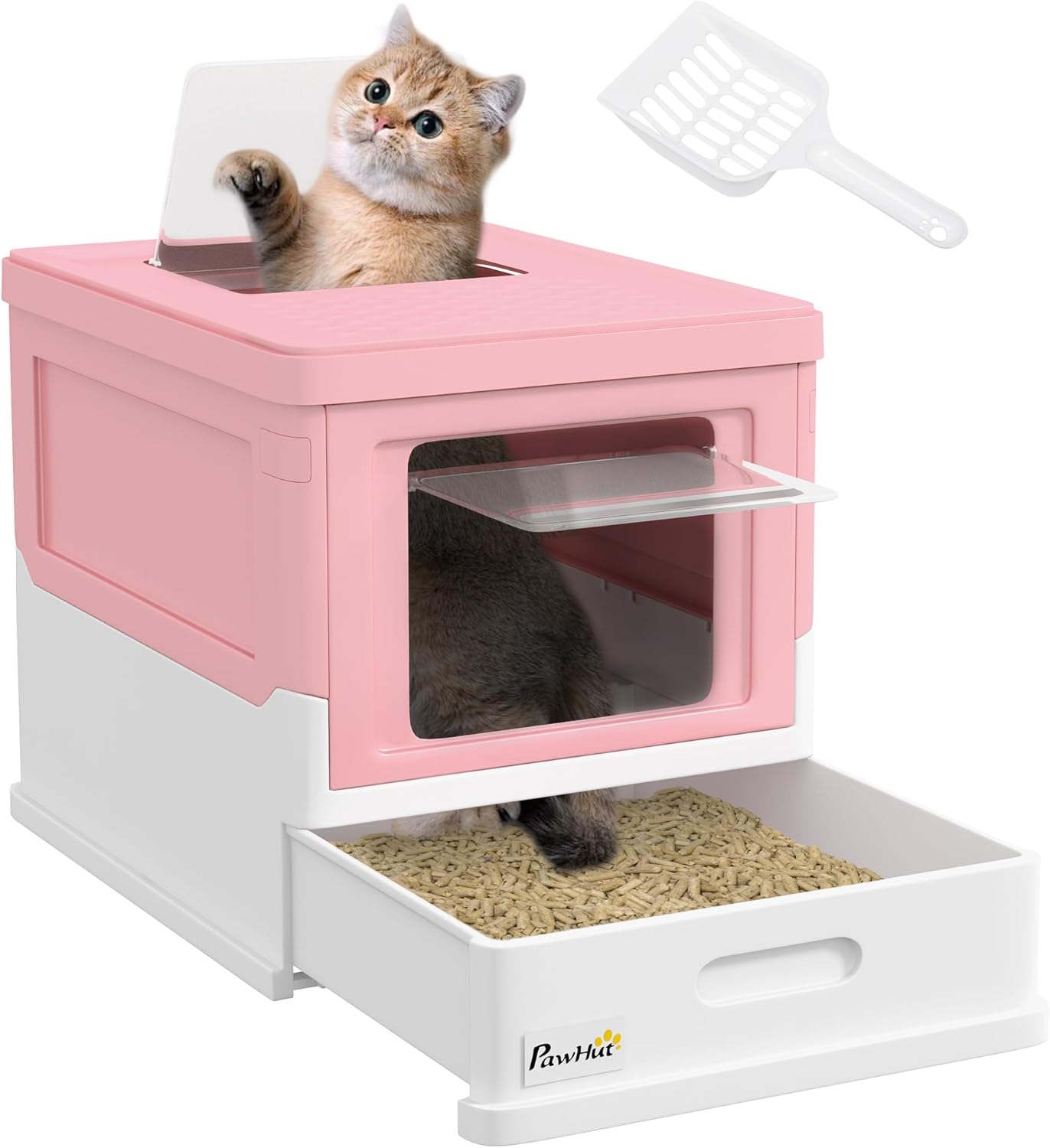 Chat sortant par le dessus maison de toilette design anti-dispersion litière.