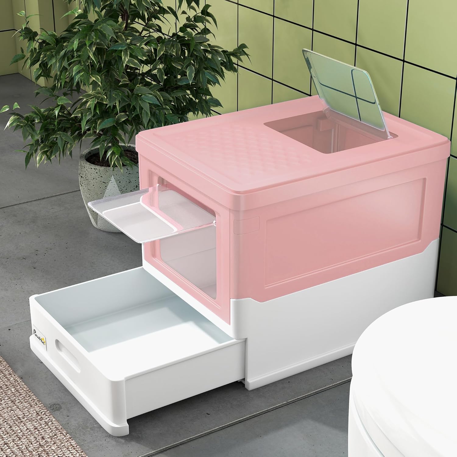 Maison de toilette fermée premium pour chat double entrée anti-odeurs.