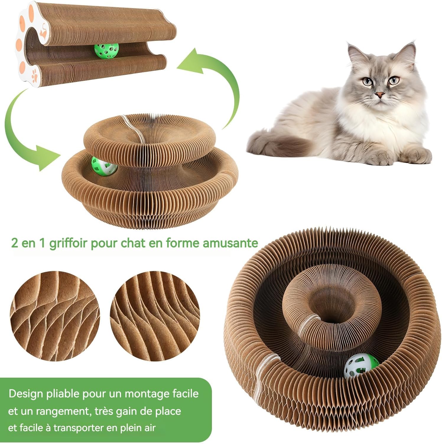 Griffoir pliable Furalia pour chat moyen et petit.