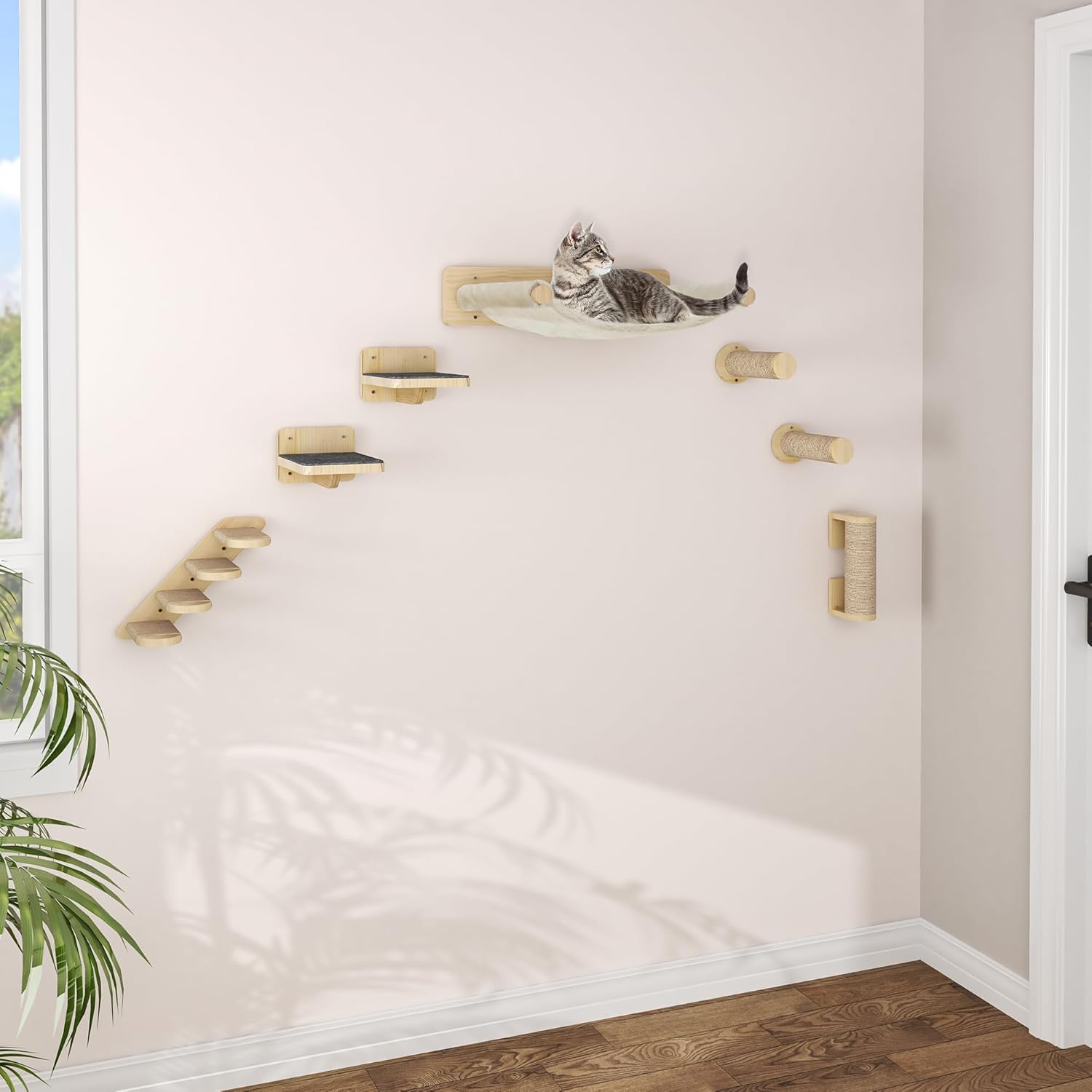 hamac mural design bois pour félin haut de gamme