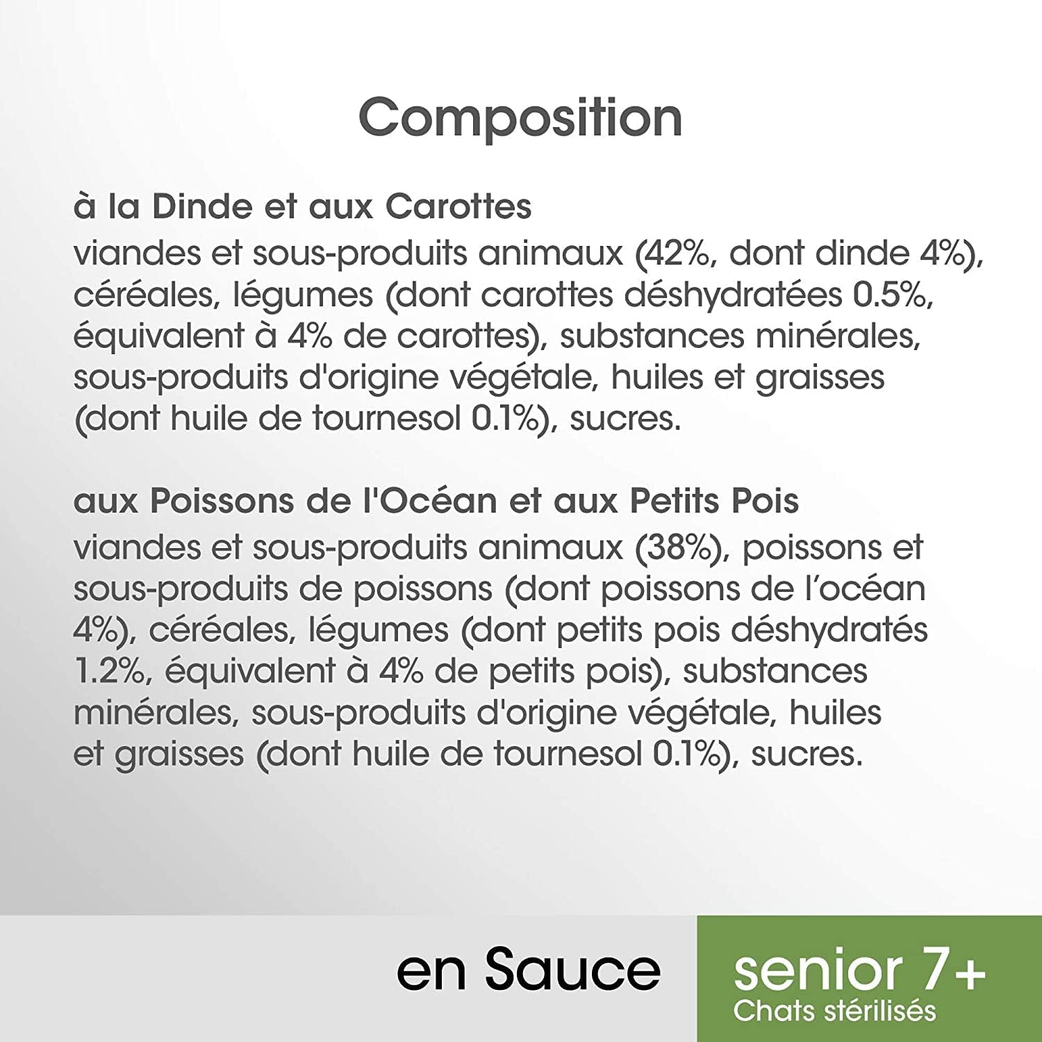 Sachets fraîcheur pâtée premium chat senior stérilisé alignés sur plan de travail design