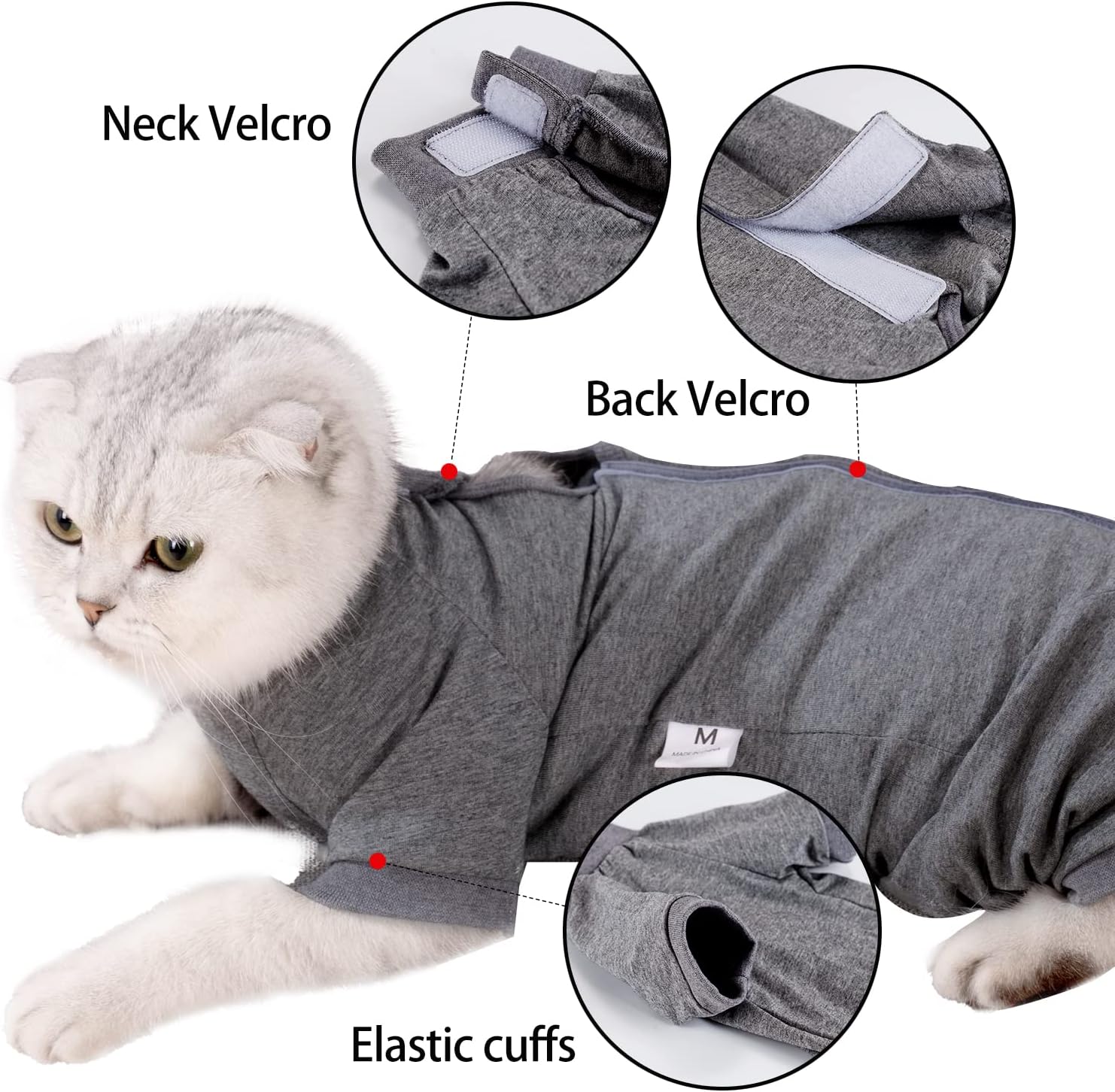 Design sophistiqué gilet médical chat post-opératoire M 16 pouces.