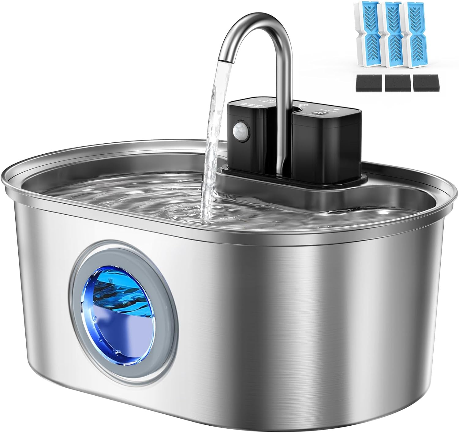 Fontaine à eau premium félin acier 304 antibactérien filtration charbon actif.
