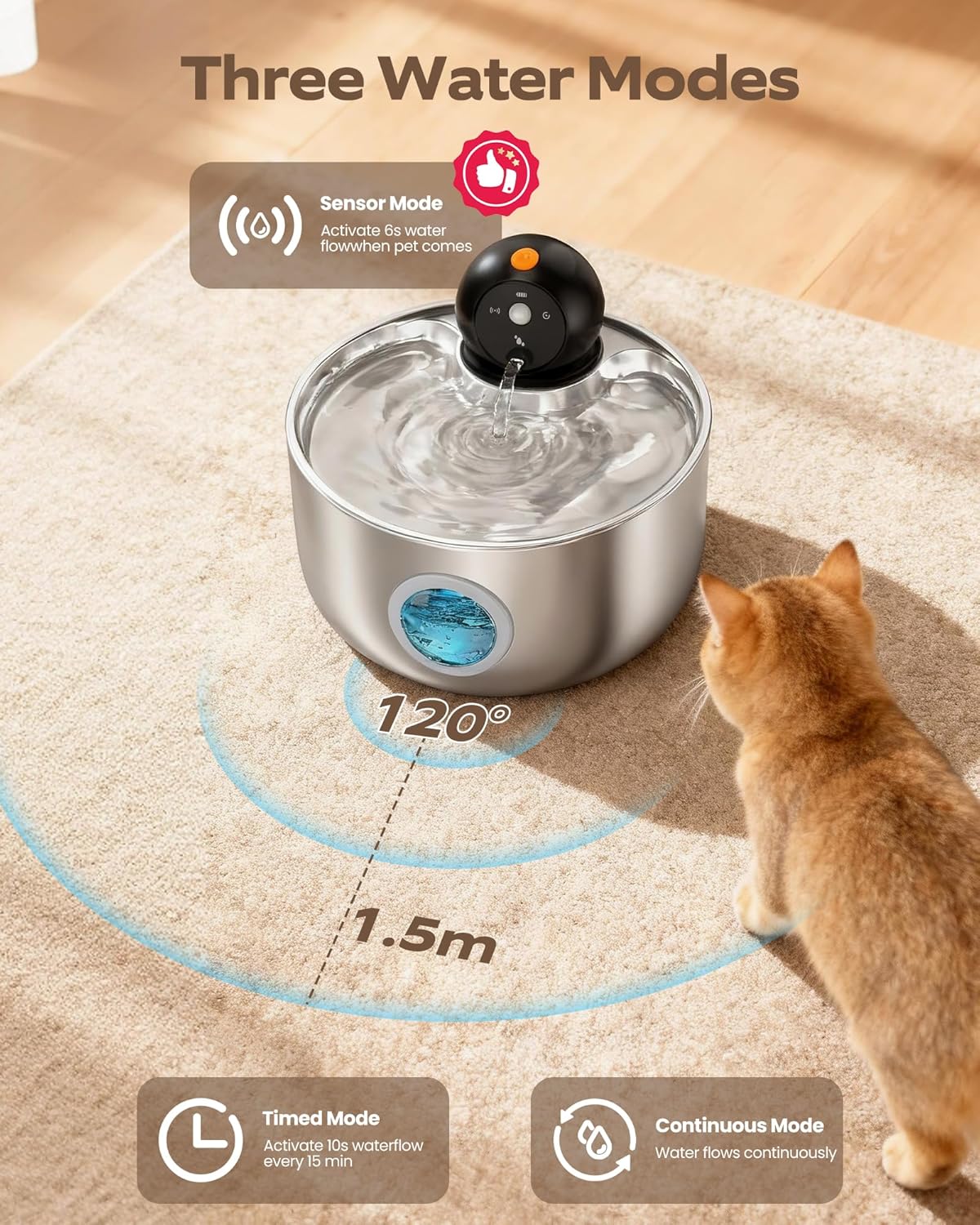 distributeur eau luxe chat batterie rechargeable filtration multi couches