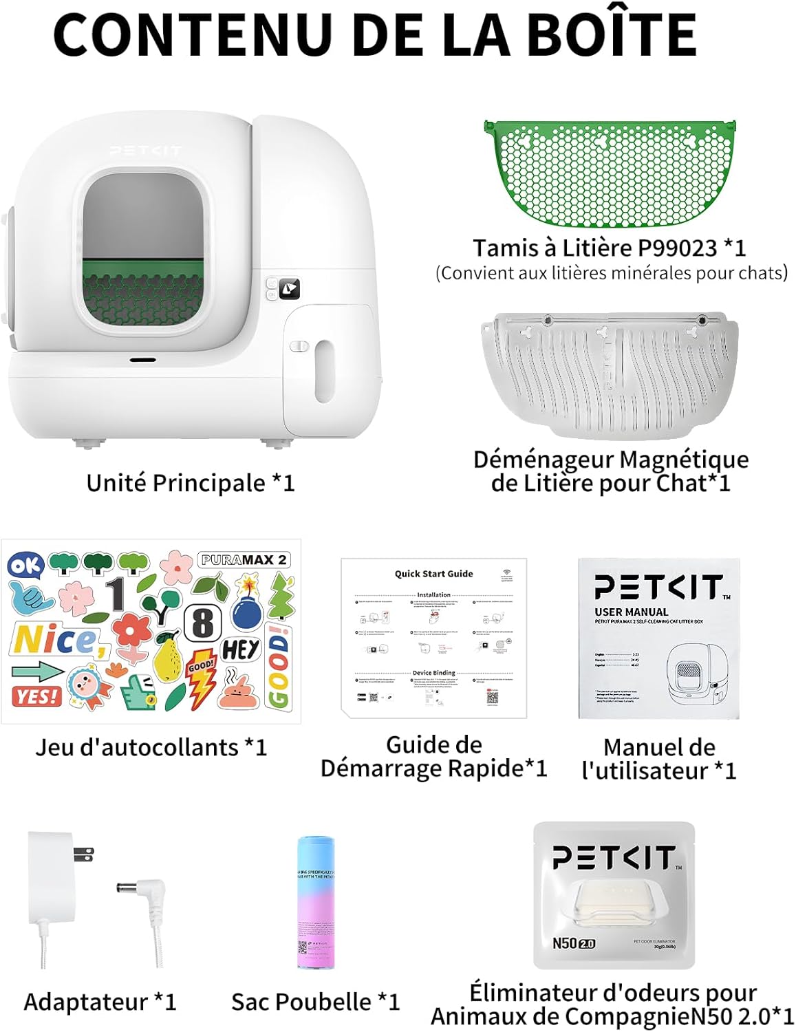 Litière autonettoyante luxe PETKIT Pura Max 2 blanche pour chat design raffiné.