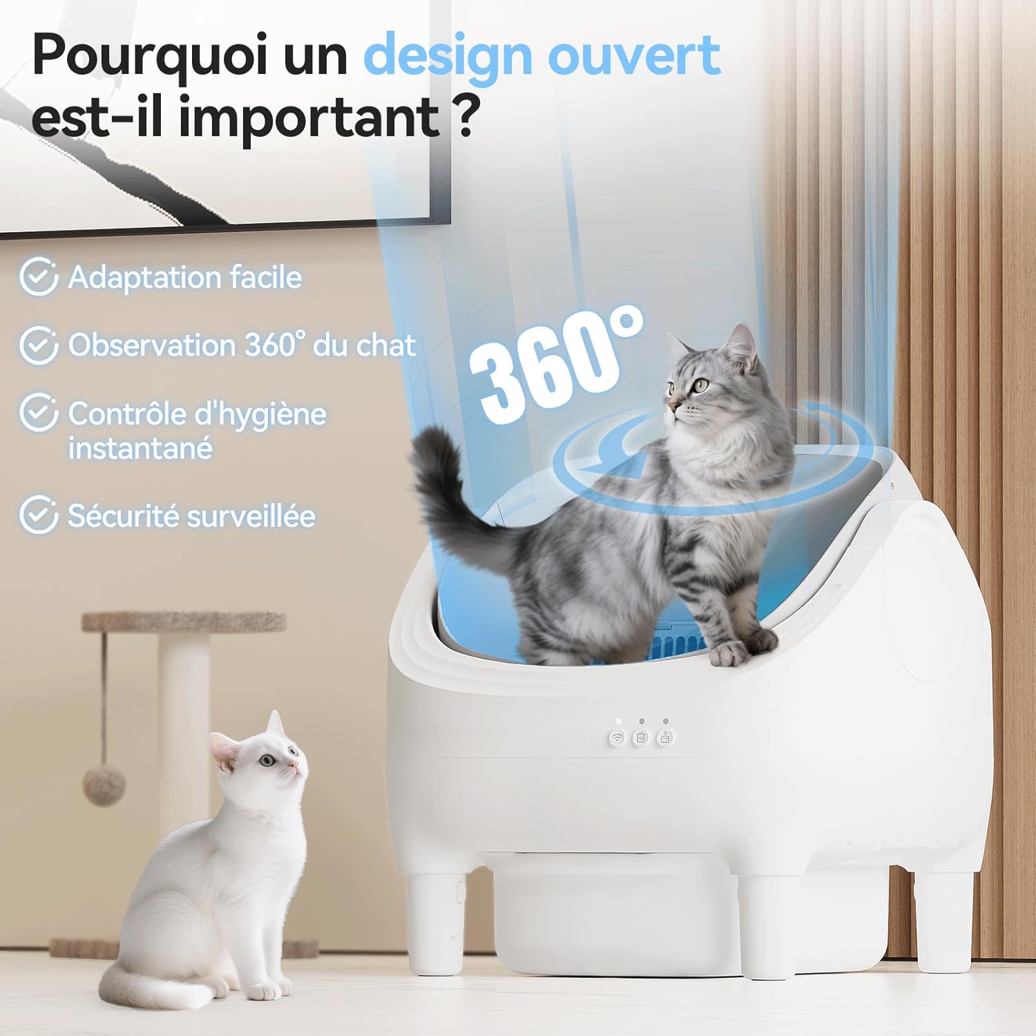"litiere intelligente pour chat controle app suivi poids et frequence"