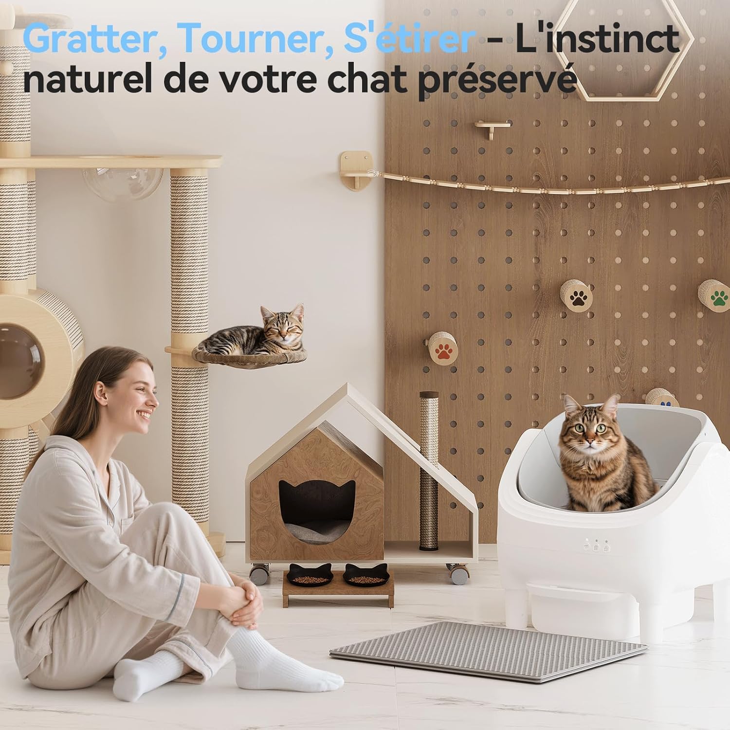 "bac a litiere automatique ouvert sur le dessus premium pour grand chat"
