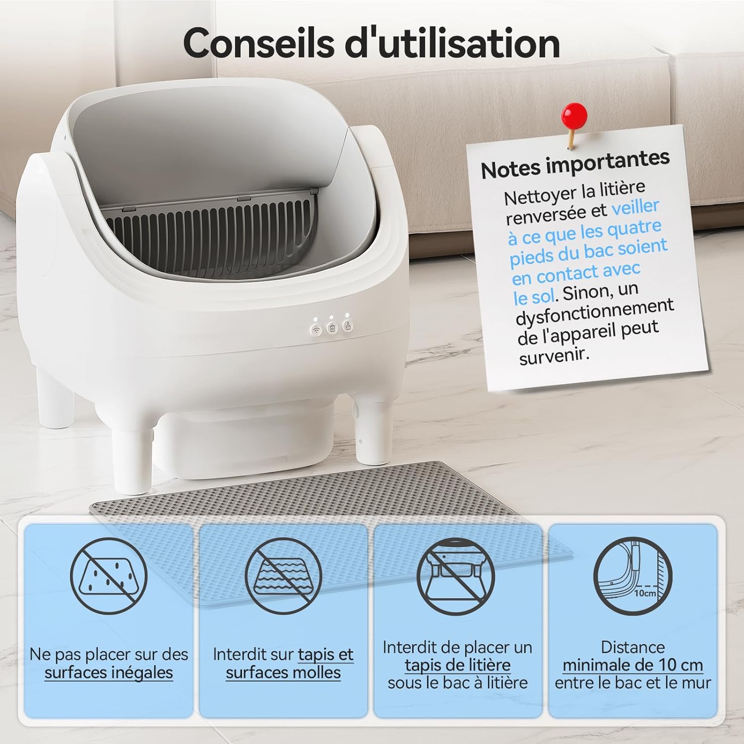 "litiere autonettoyante luxe chat xxl design moderne blanc"