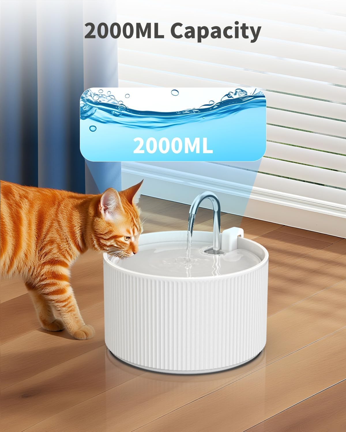Capacité 2.2L fontaine design félin luxe pour multi-chats.