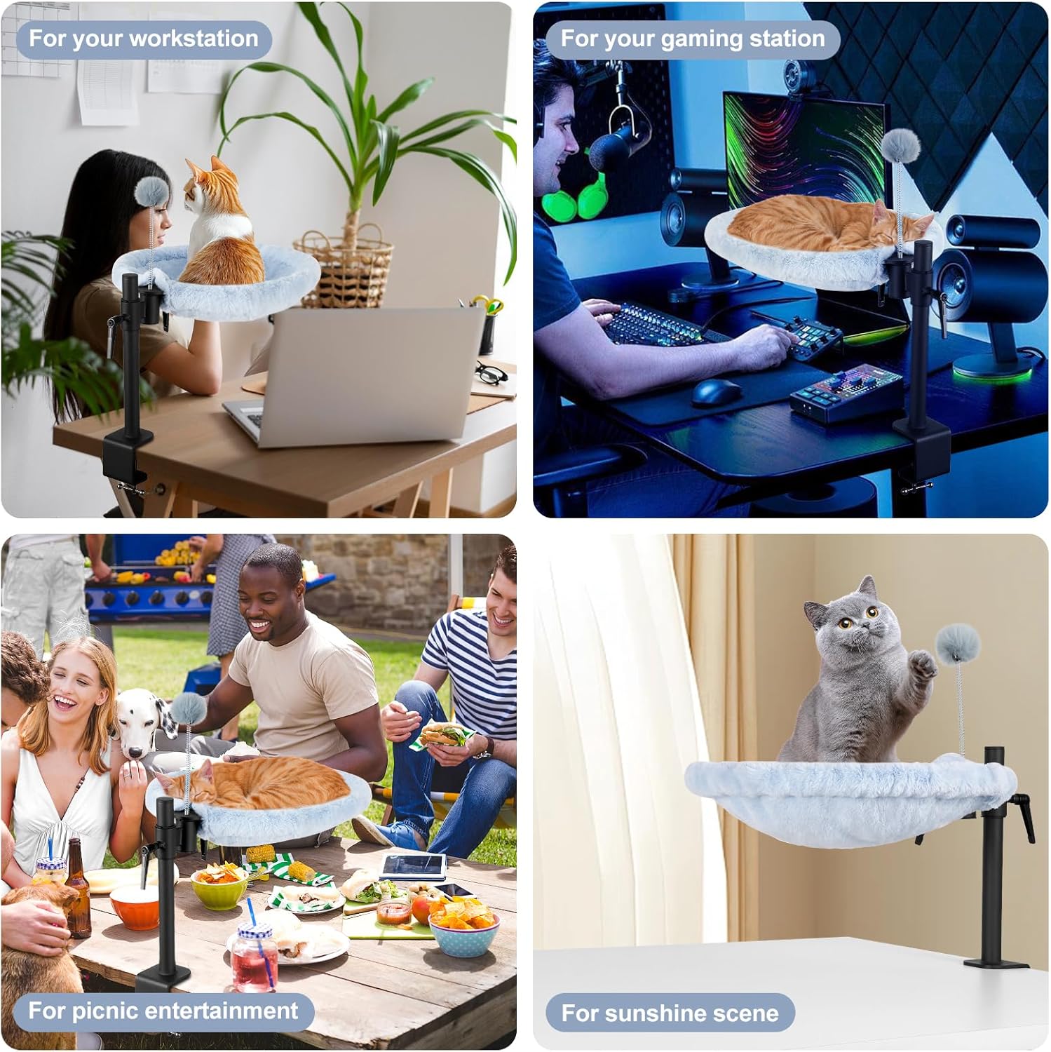 hamac pour chat rotatif 360 degrés avec structure en métal robuste