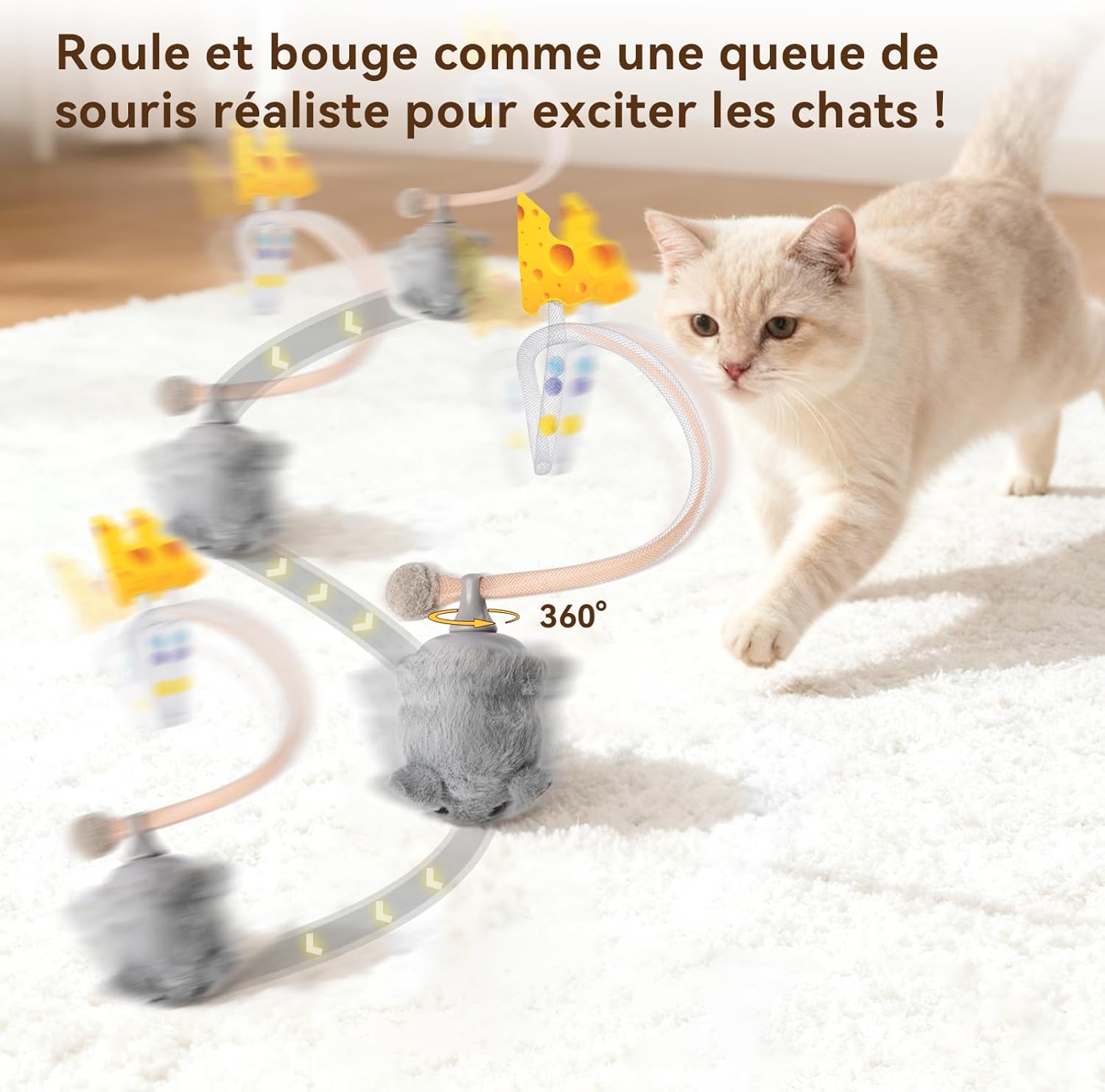Innovation technologique chat souris couinante rechargeable autonomie 7 jours.