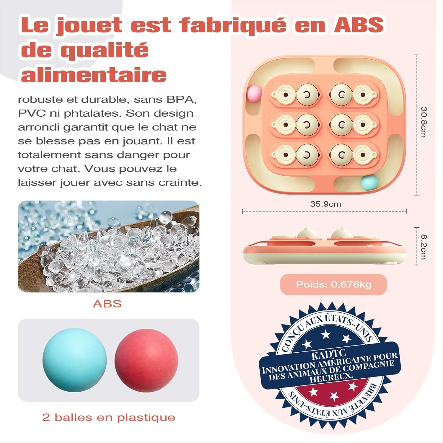 Accessoire premium chat d’intérieur rose piste balles anti-glouton.