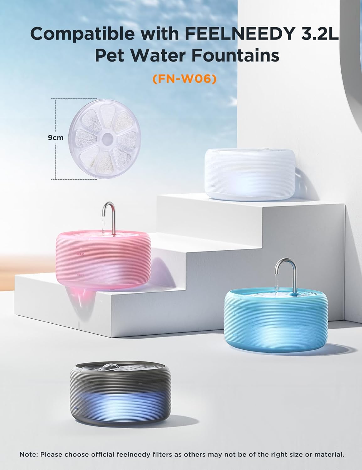 Filtre rechange premium FEELNEEDY pour fontaine chat design raffiné.