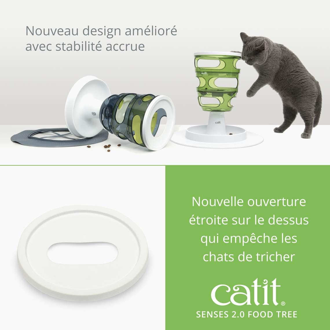 Labyrinthe d’alimentation chat design multicolore Catit Senses posé dans un salon épuré, intégration parfaite dans un intérieur de luxe.