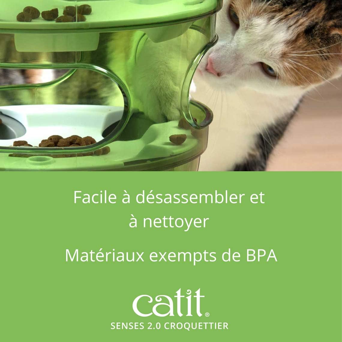 Accessoire chat premium Catit Senses, labyrinthe d’alimentation en plastique facile à nettoyer pour intérieur moderne.
