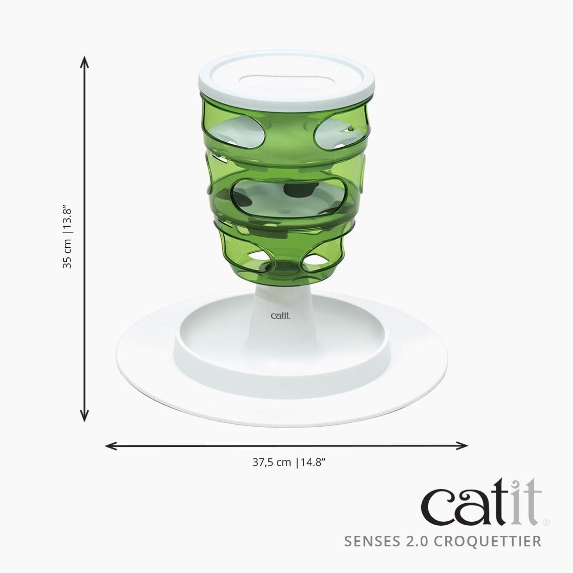 Jouet distributeur de croquettes pour chat Catit Senses à trois niveaux de difficulté, idéal pour stimuler l’instinct de chasseur.