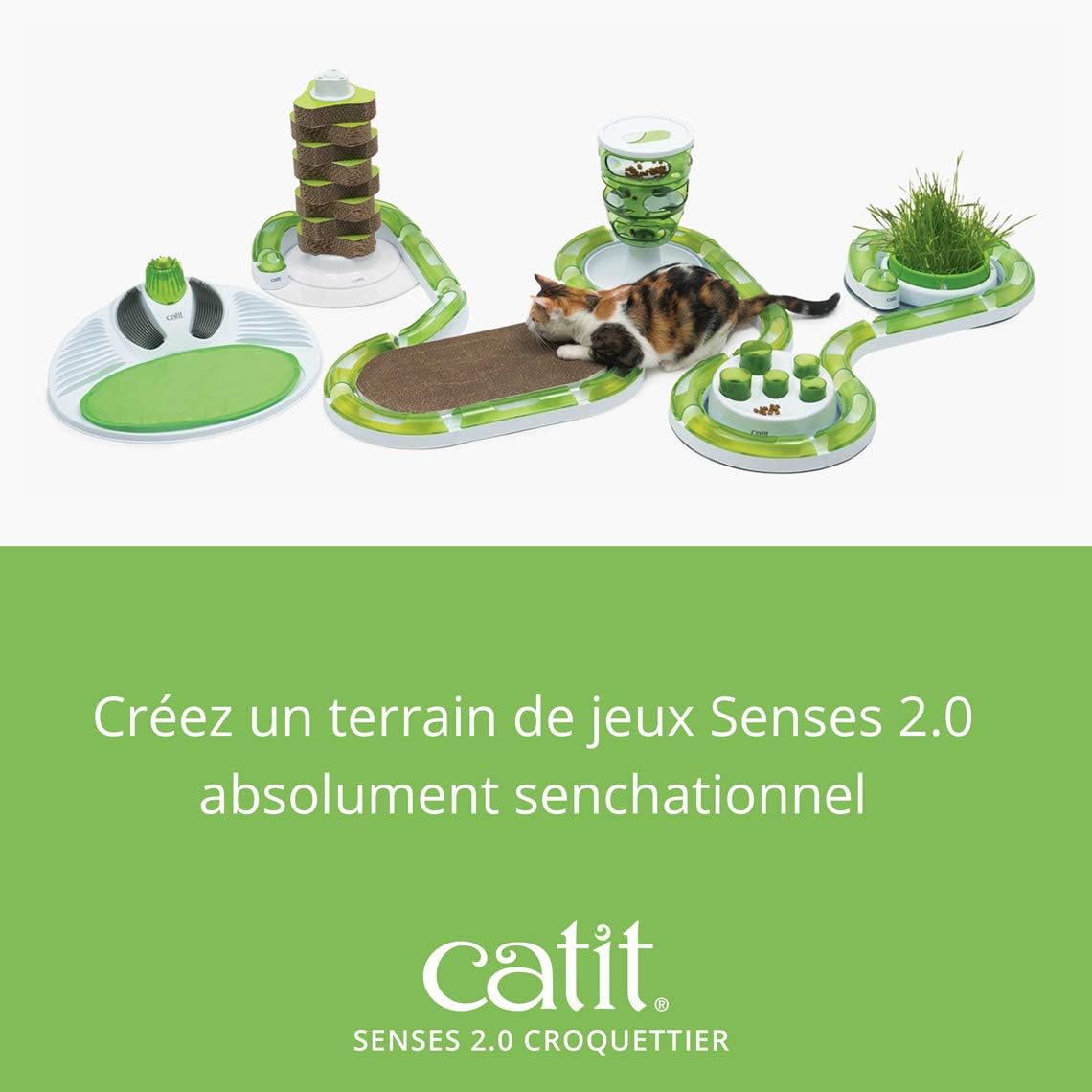 Labyrinthe d’alimentation pour chat Catit Senses multicolore, design raffiné, jouet interactif pour tous les chats.