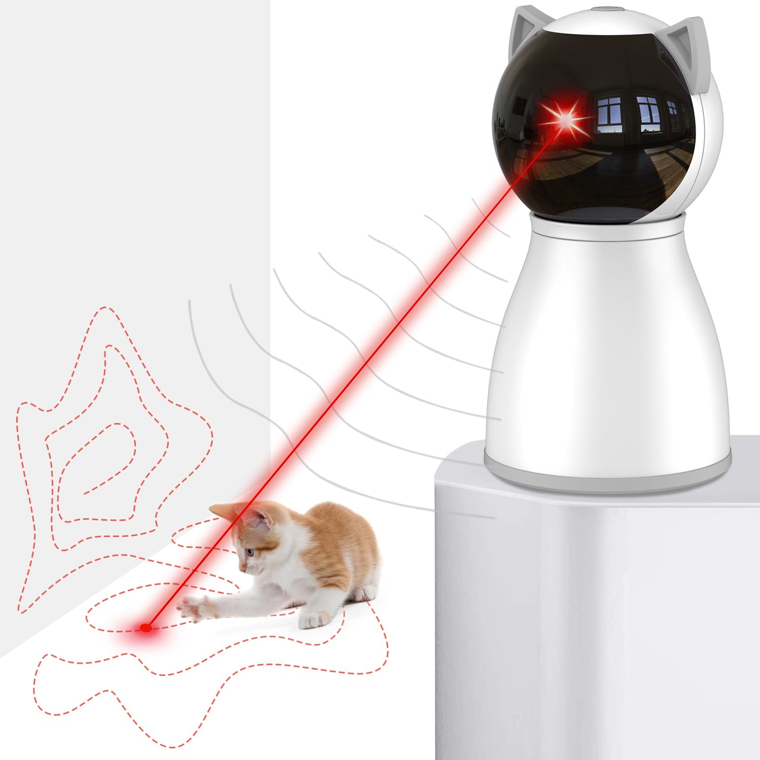 Jouet pour chat intérieur avec tête laser orientable, design sophistiqué