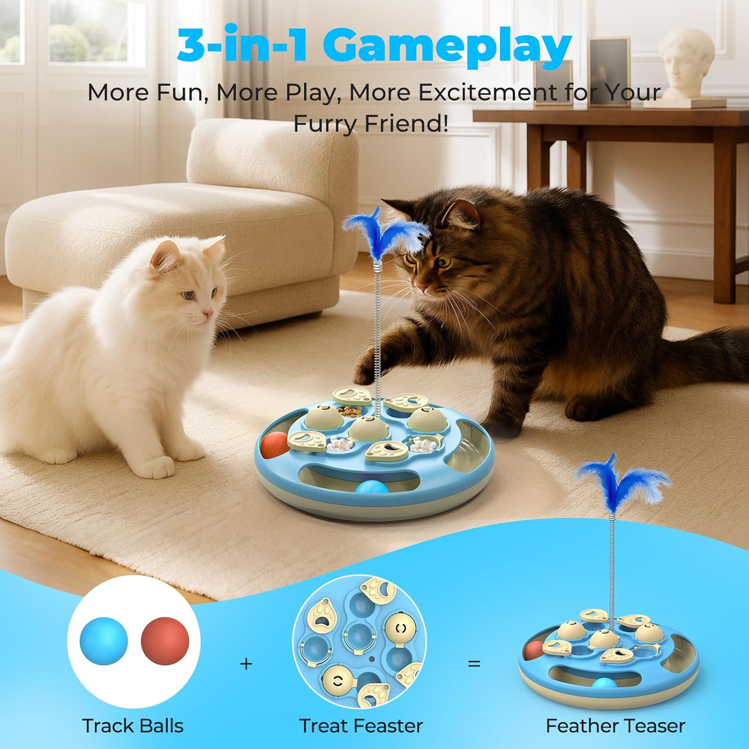 Mangeoire friandises inserts amovibles jouet chat luxe antidérapant
