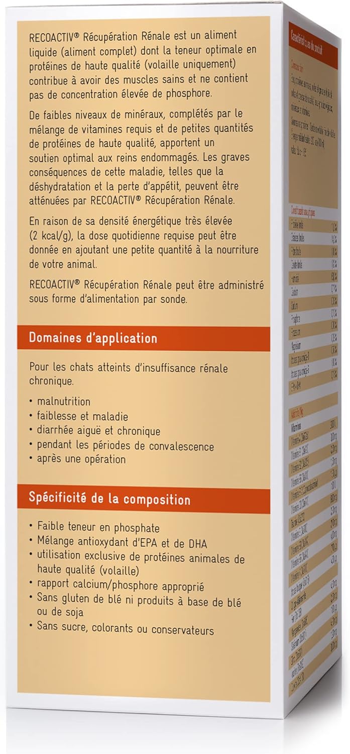 Produit premium pour chat en convalescence et besoins énergétiques accrus.